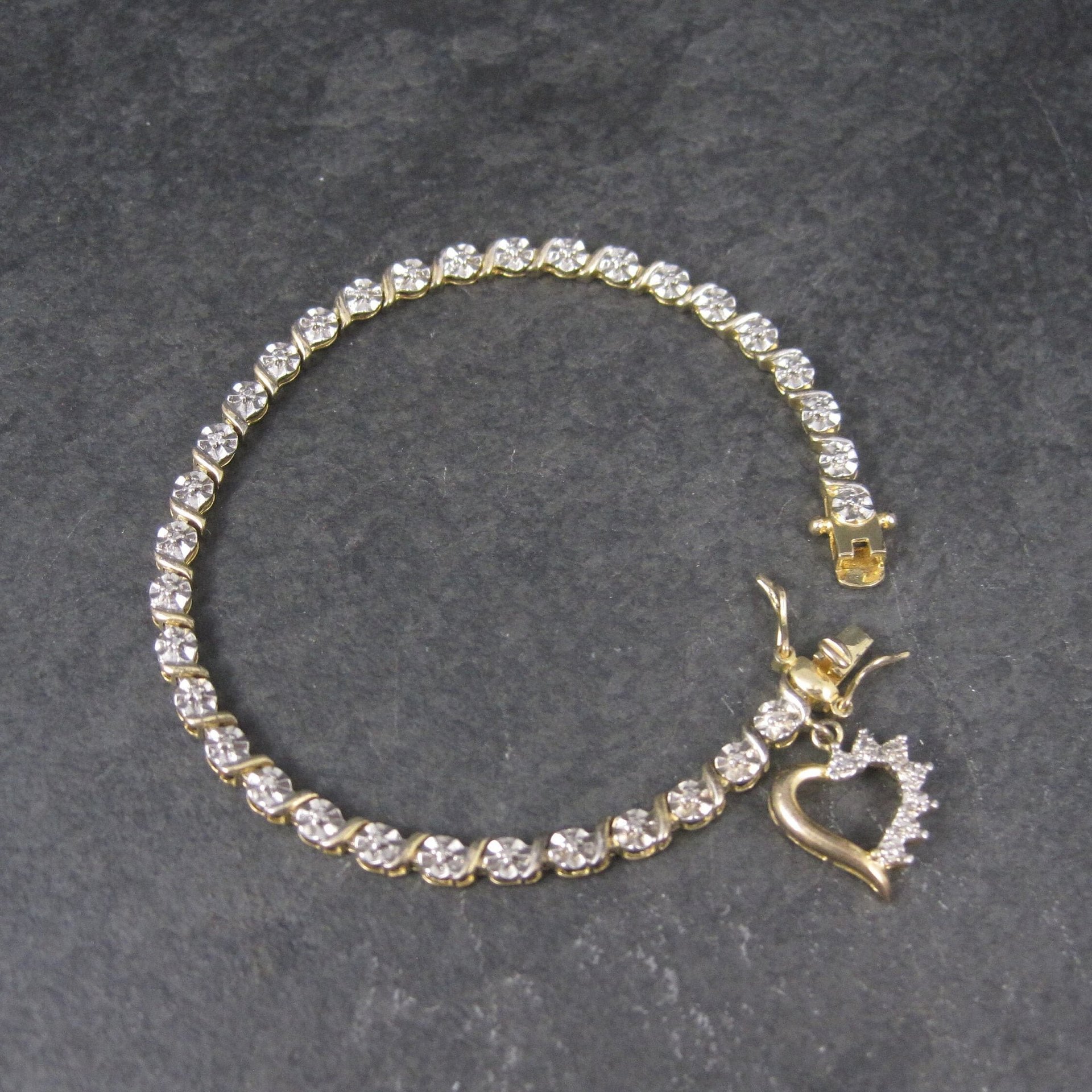 Vintage Vermeil Sterling Illusion Heart Bracelet