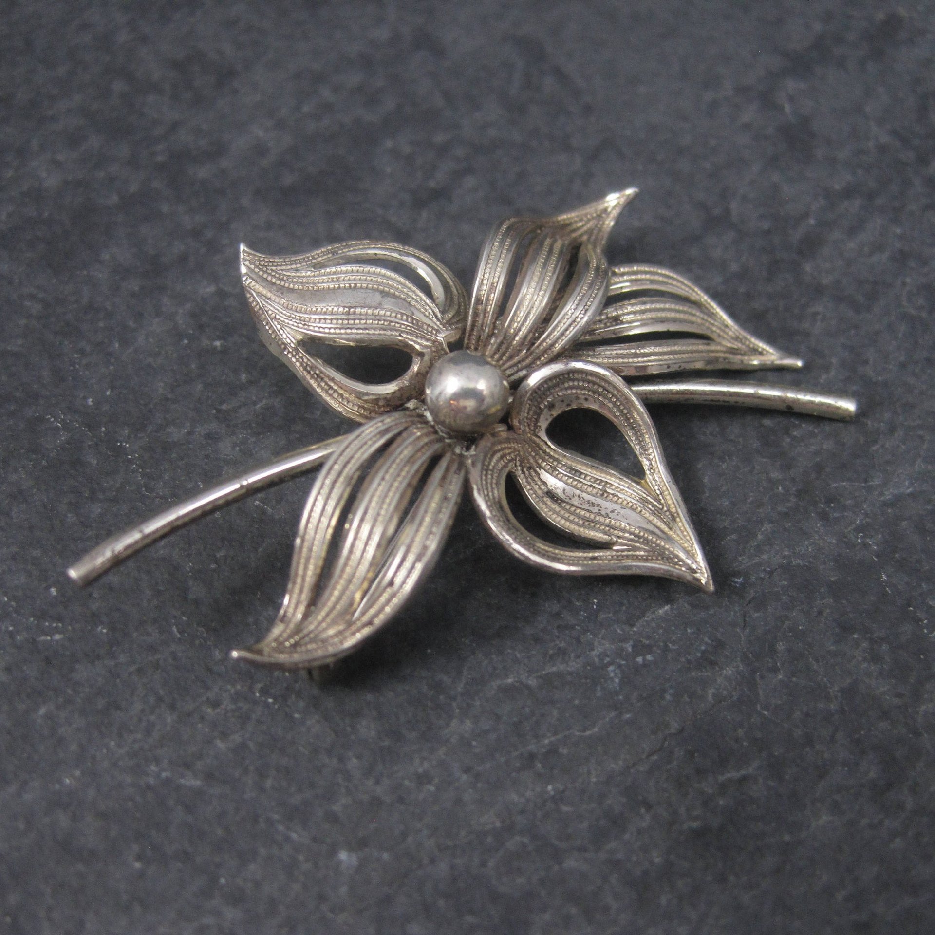 Vintage Sterling Flower Brooch Forstner