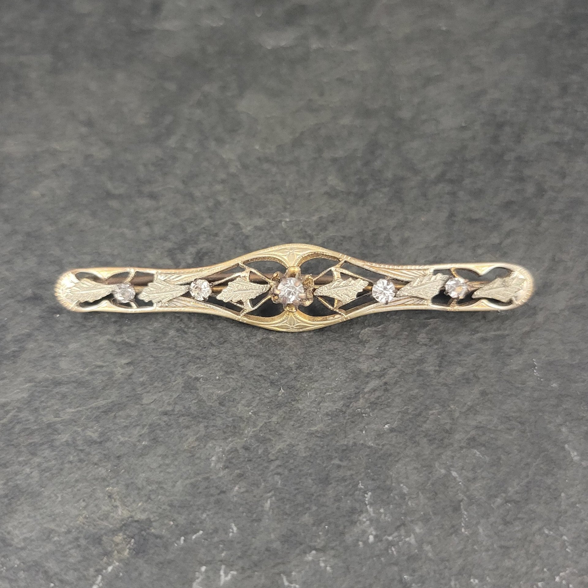 Antique Art Nouveau Rolled Gold Sterling Filigree Paste Diamond Brooch Sturdevant & Whiting