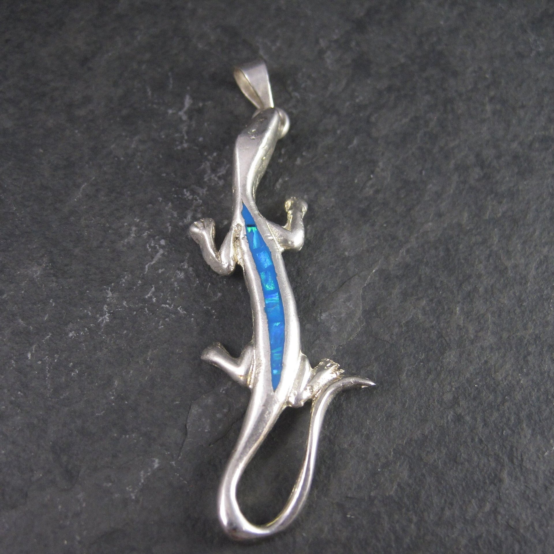 Vintage Mexican Sterling Inlay Salamander Pendant