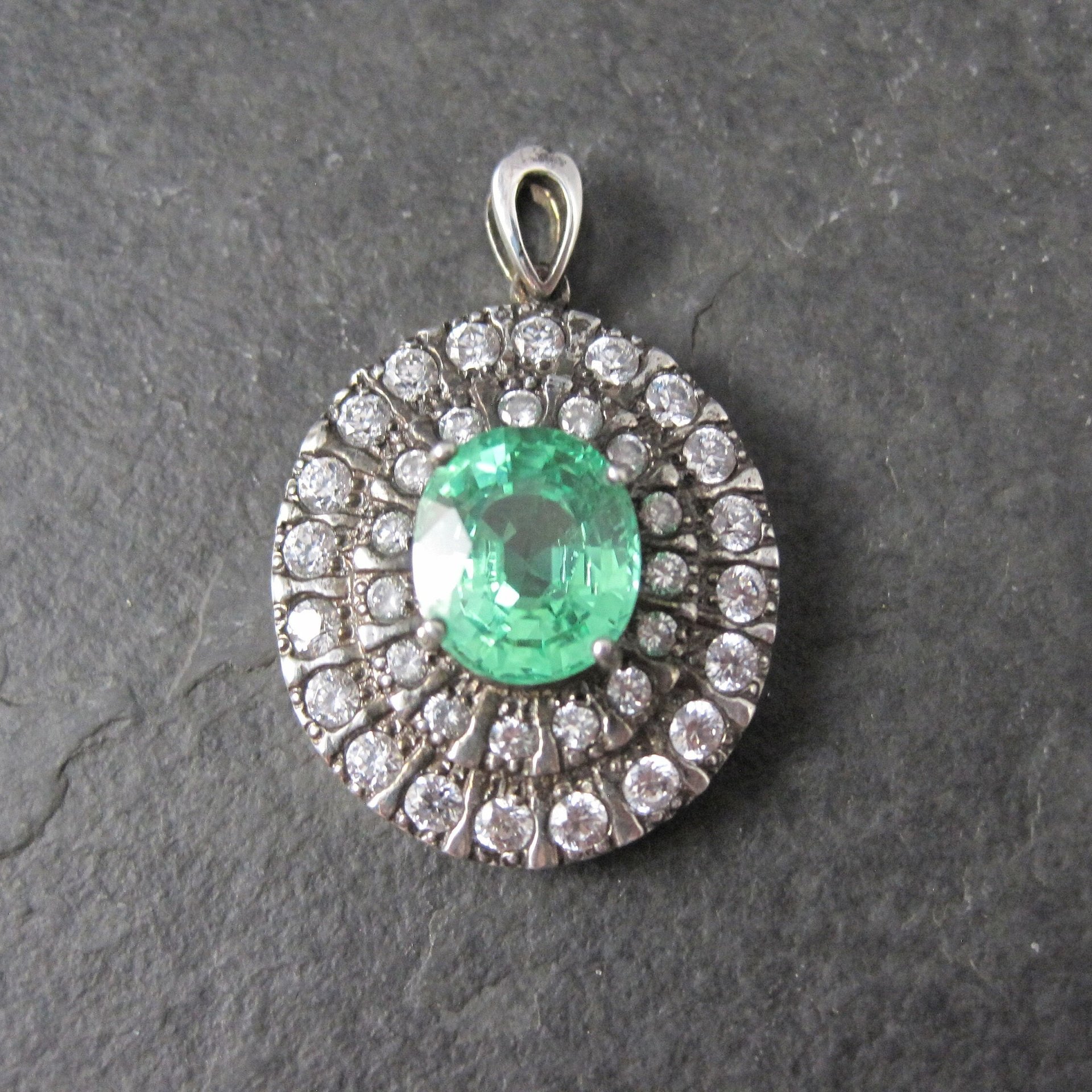 Estate Sterling Green Sapphire Pendant