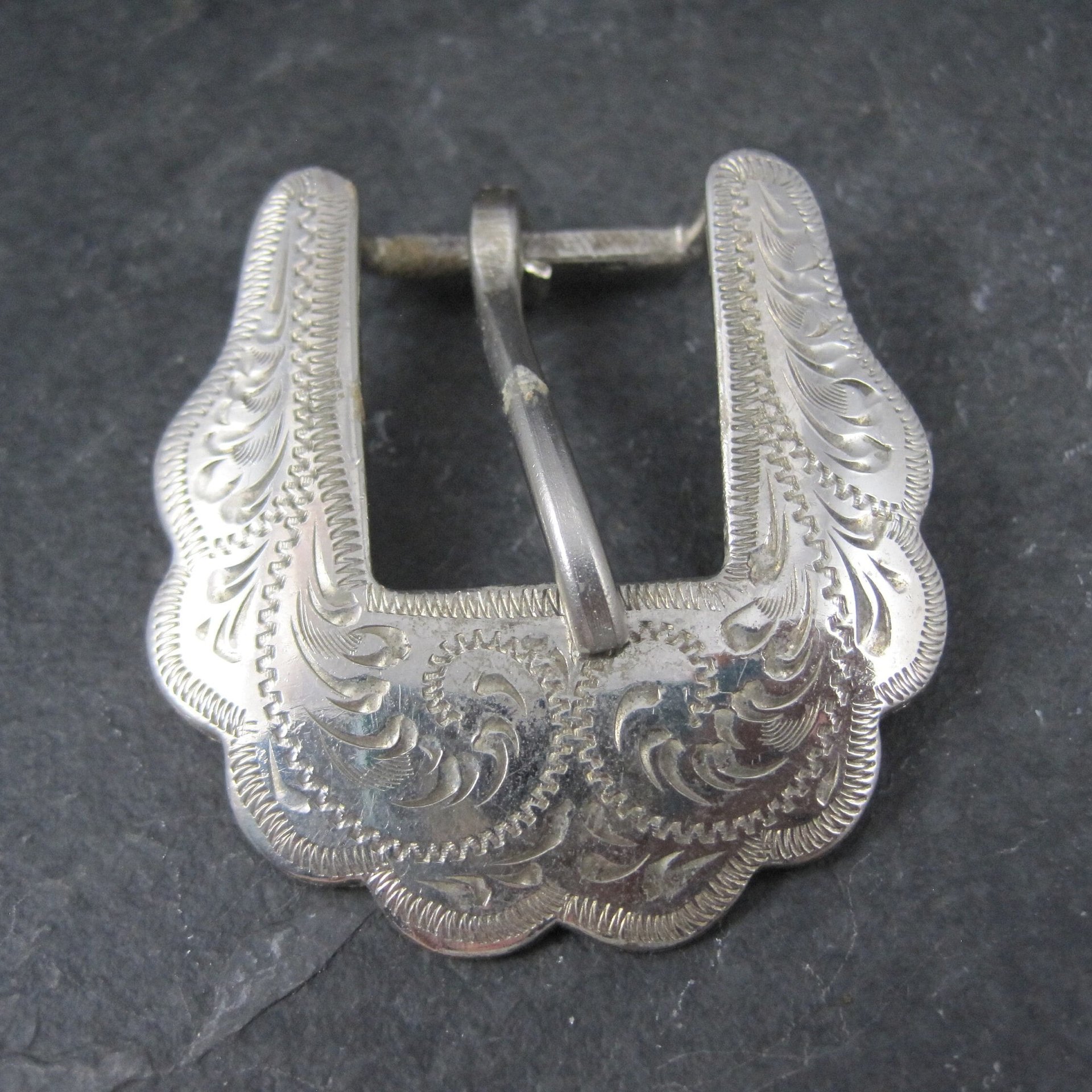 Vintage Etched Belt Buckle Alpaca Mexico