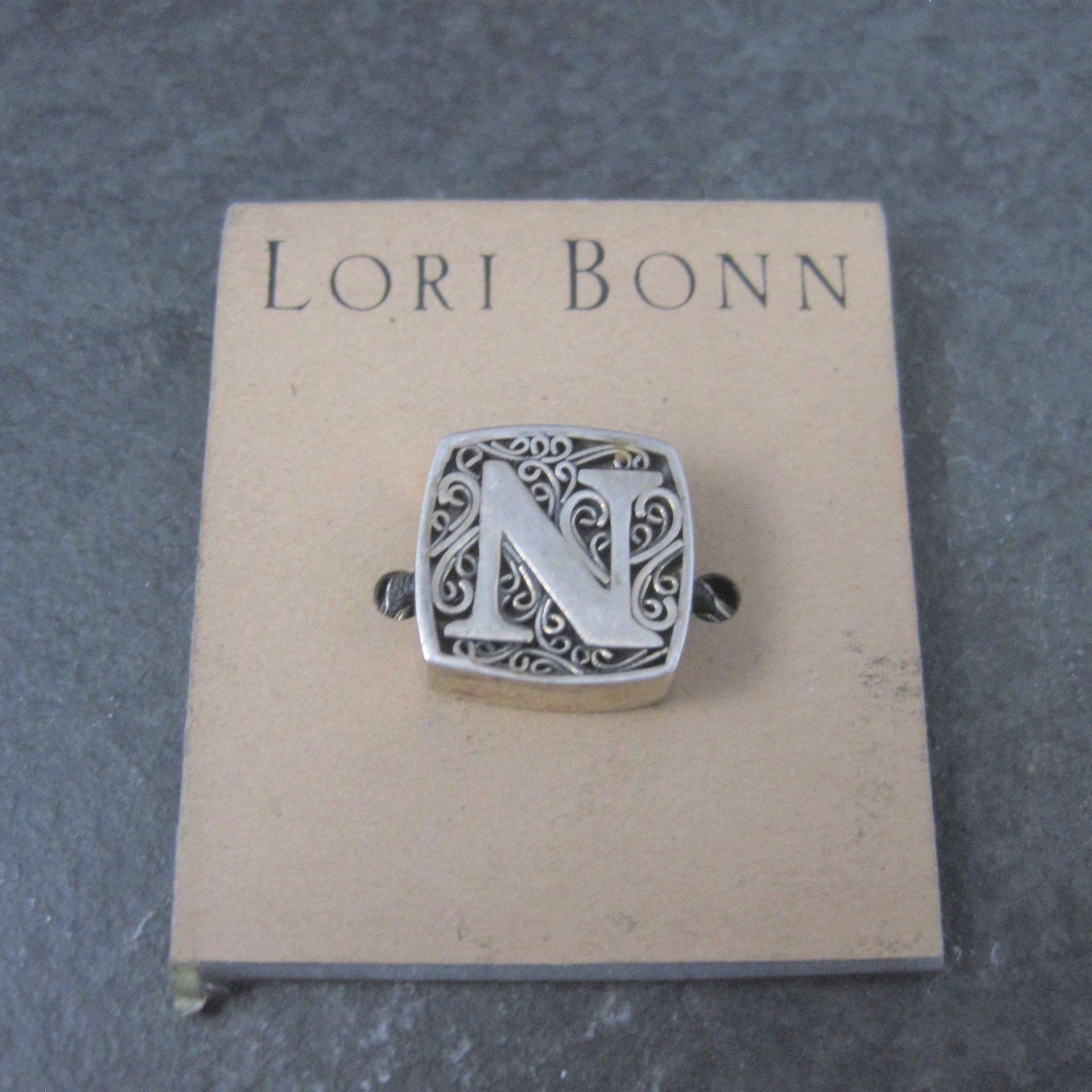 Lori Bonn Sterling Silver Love Letter Initial N Slide Charm