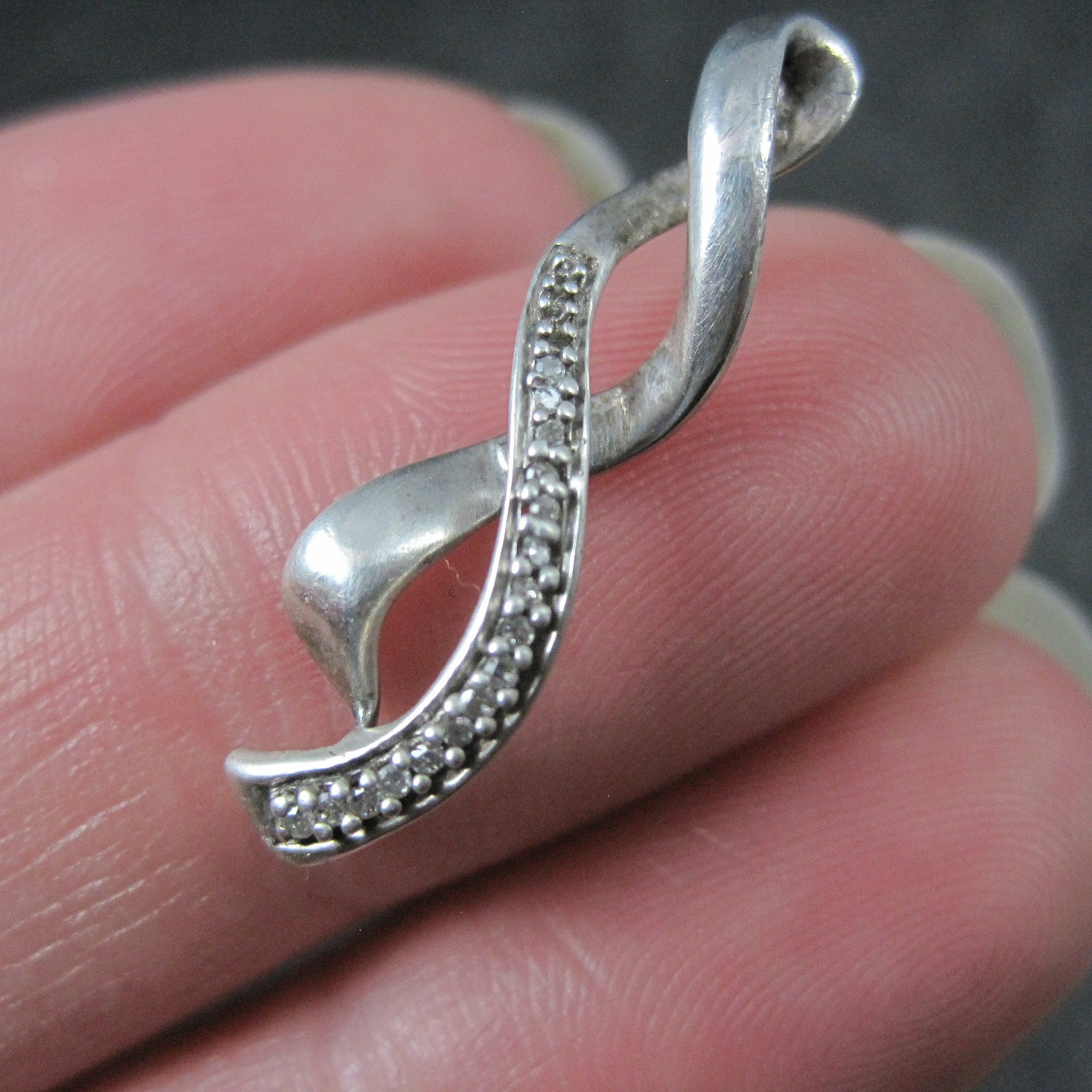 Dainty Vintage Sterling Diamond Pendant