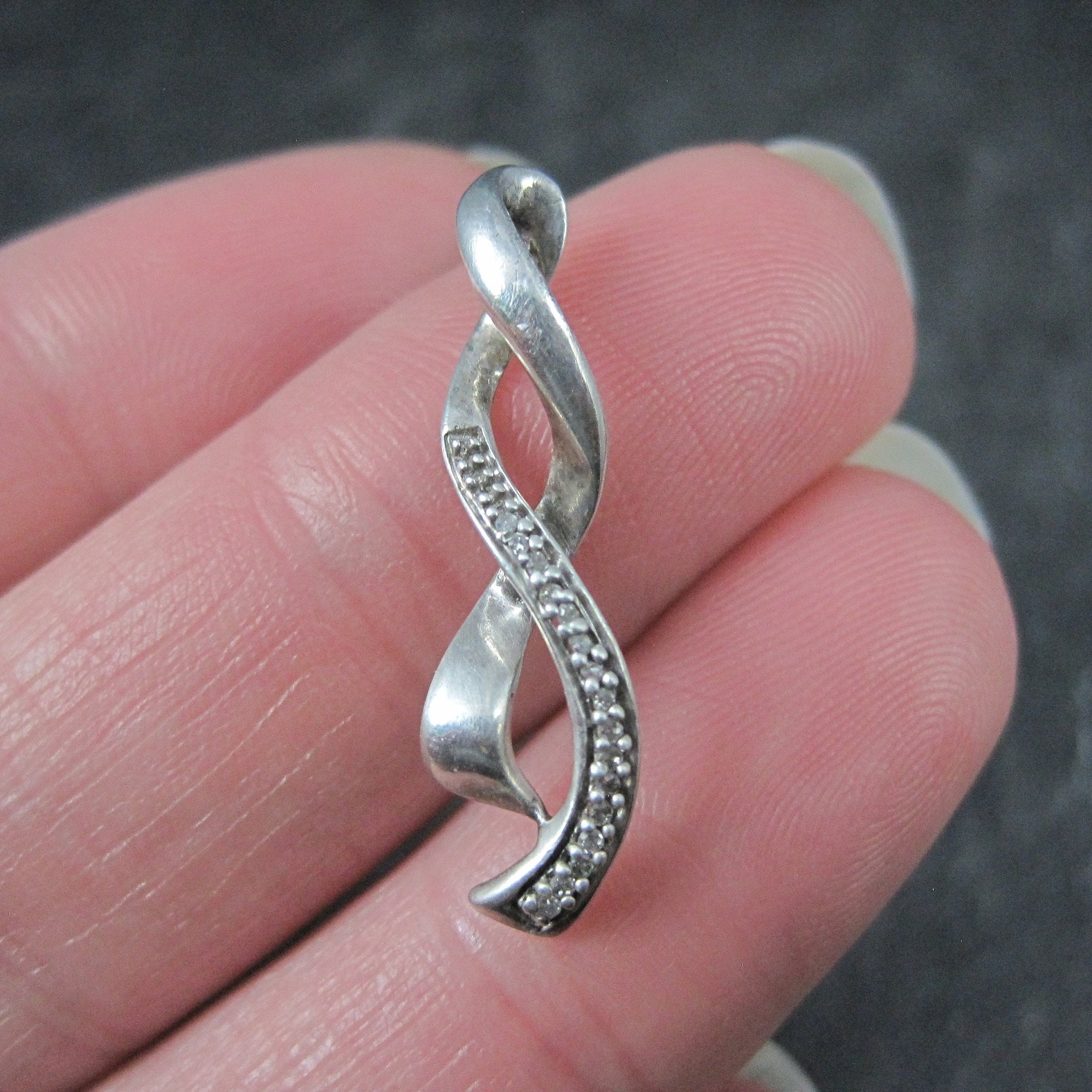 Dainty Vintage Sterling Diamond Pendant