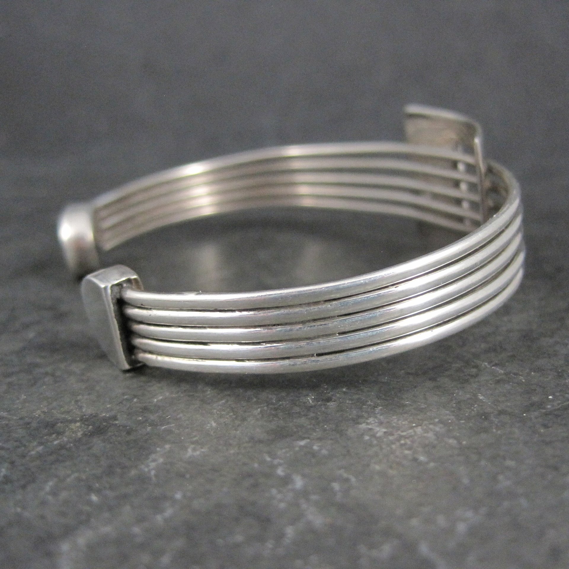 Modern Atomic Sterling Silver Cuff Bracelet 7 Inches