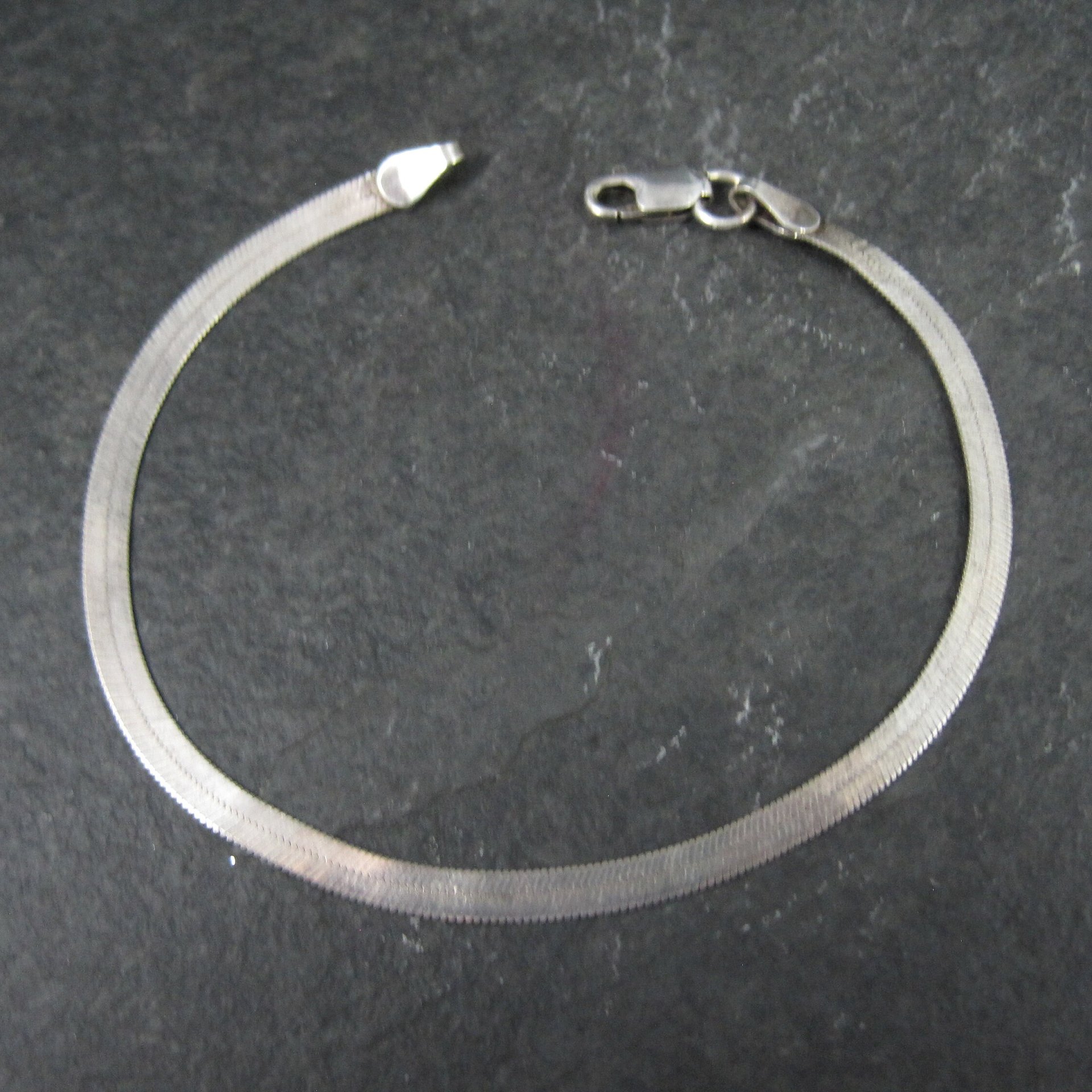 Sterling Herringbone Bracelet 7 Inches Vintage Italian Silver