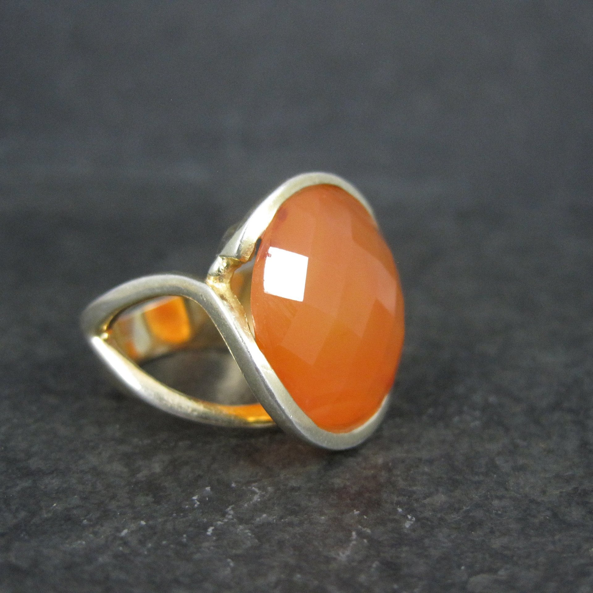 Modernist Carnelian Ring Size 7 Sterling Silver