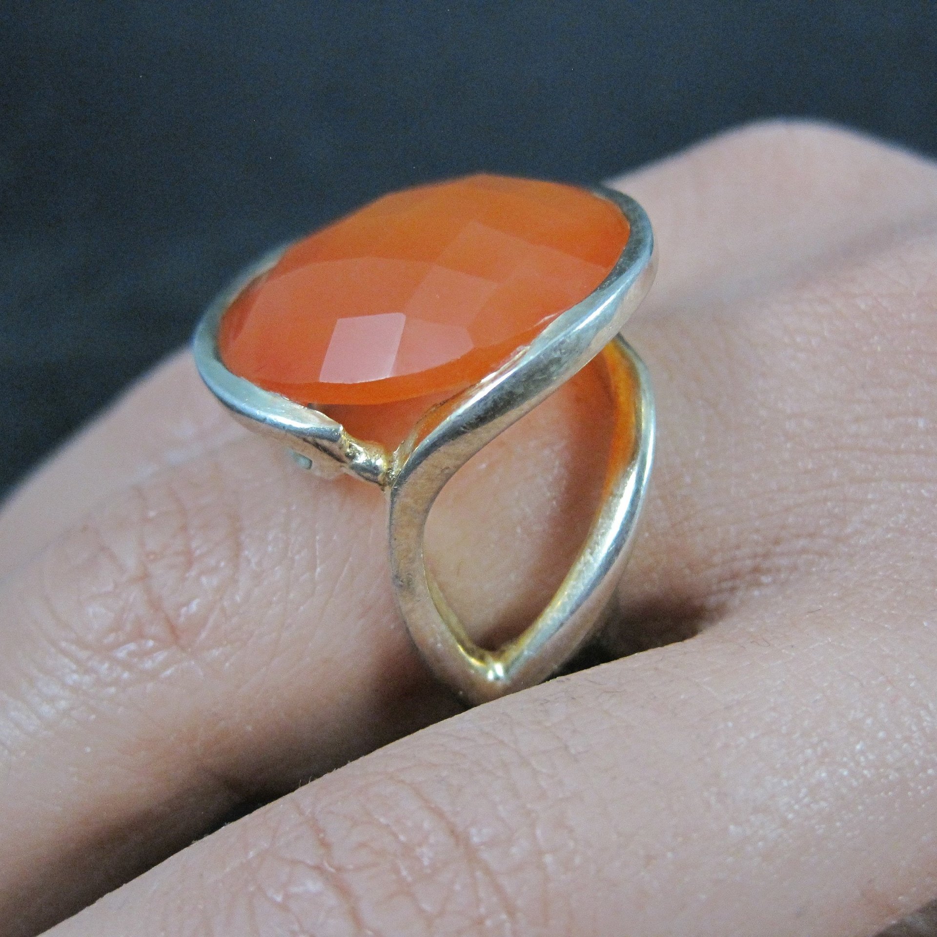 Modernist Carnelian Ring Size 7 Sterling Silver