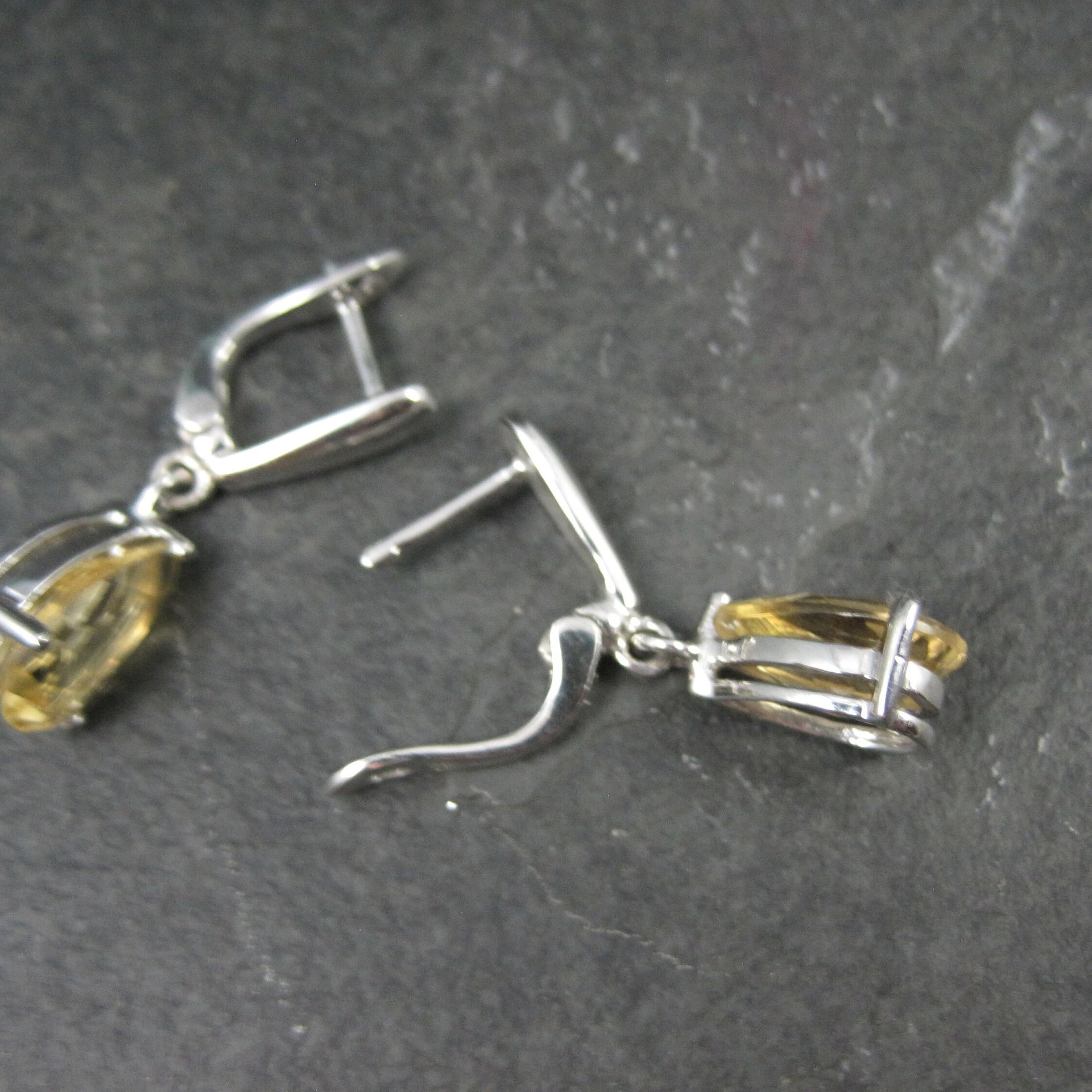 Citrine Dangle Earrings Sterling Silver Latch Back