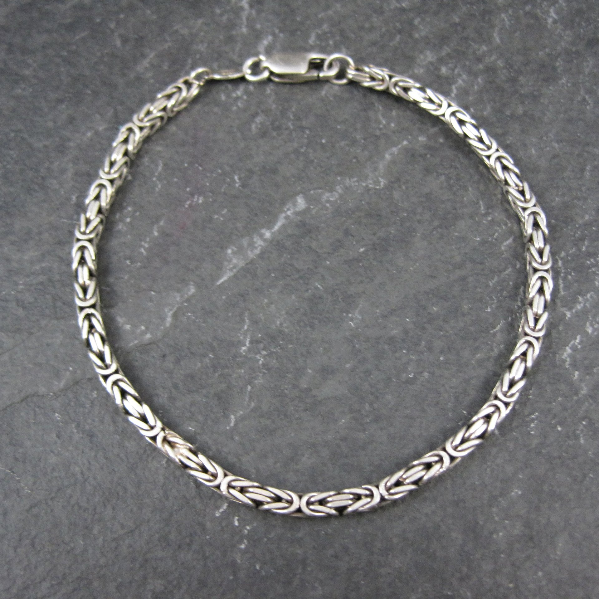 3mm Square Byzantine Bracelet 7.75 Inches Italian Sterling Silver