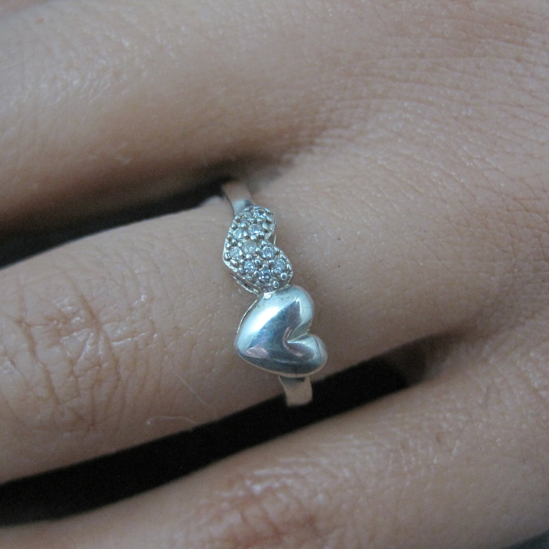 Dainty 1990s Heart Ring Sterling Silver Size 5.5 Vintage Italian