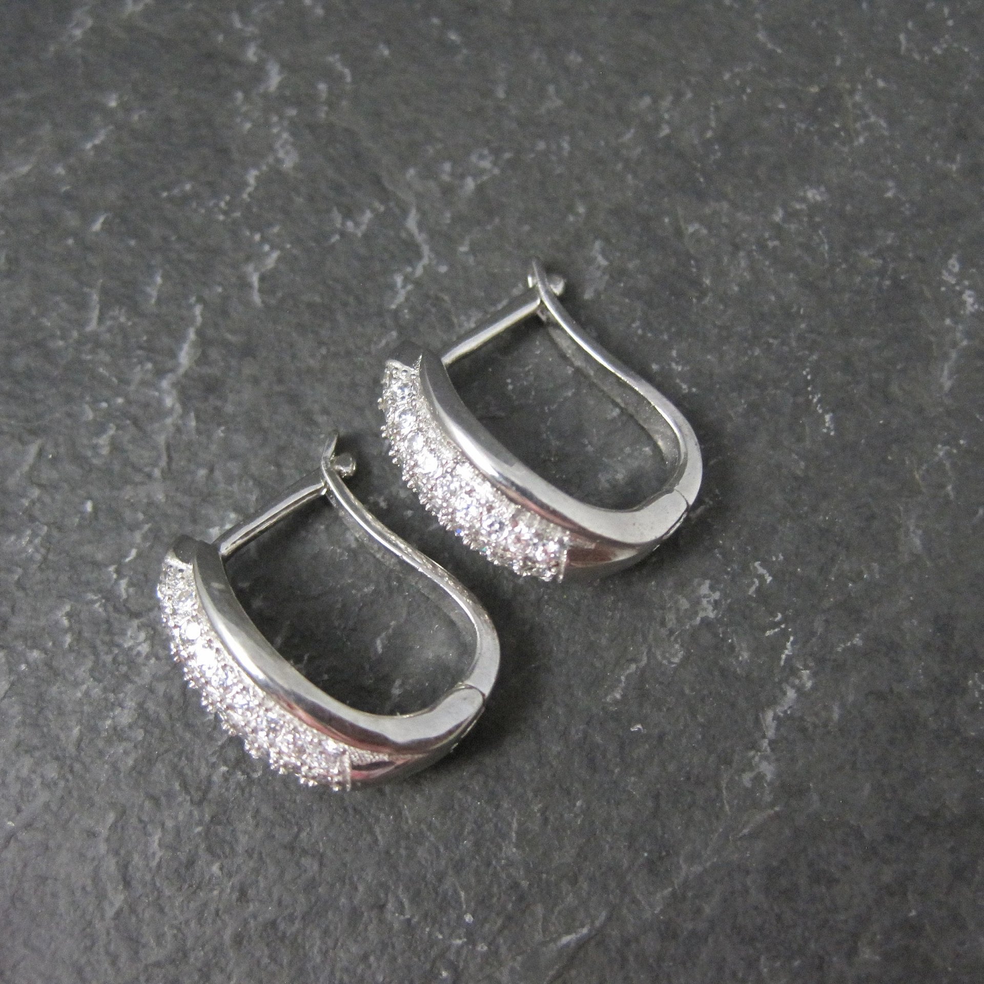 Vintage Sterling Cz Latch Back Earrings