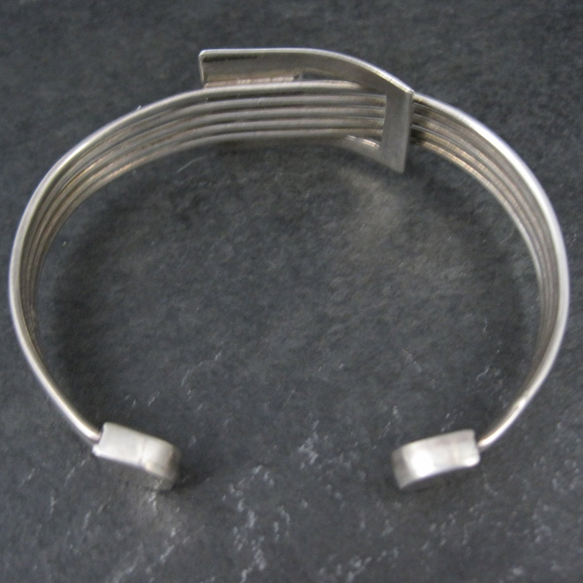 Modern Atomic Sterling Silver Cuff Bracelet 7 Inches