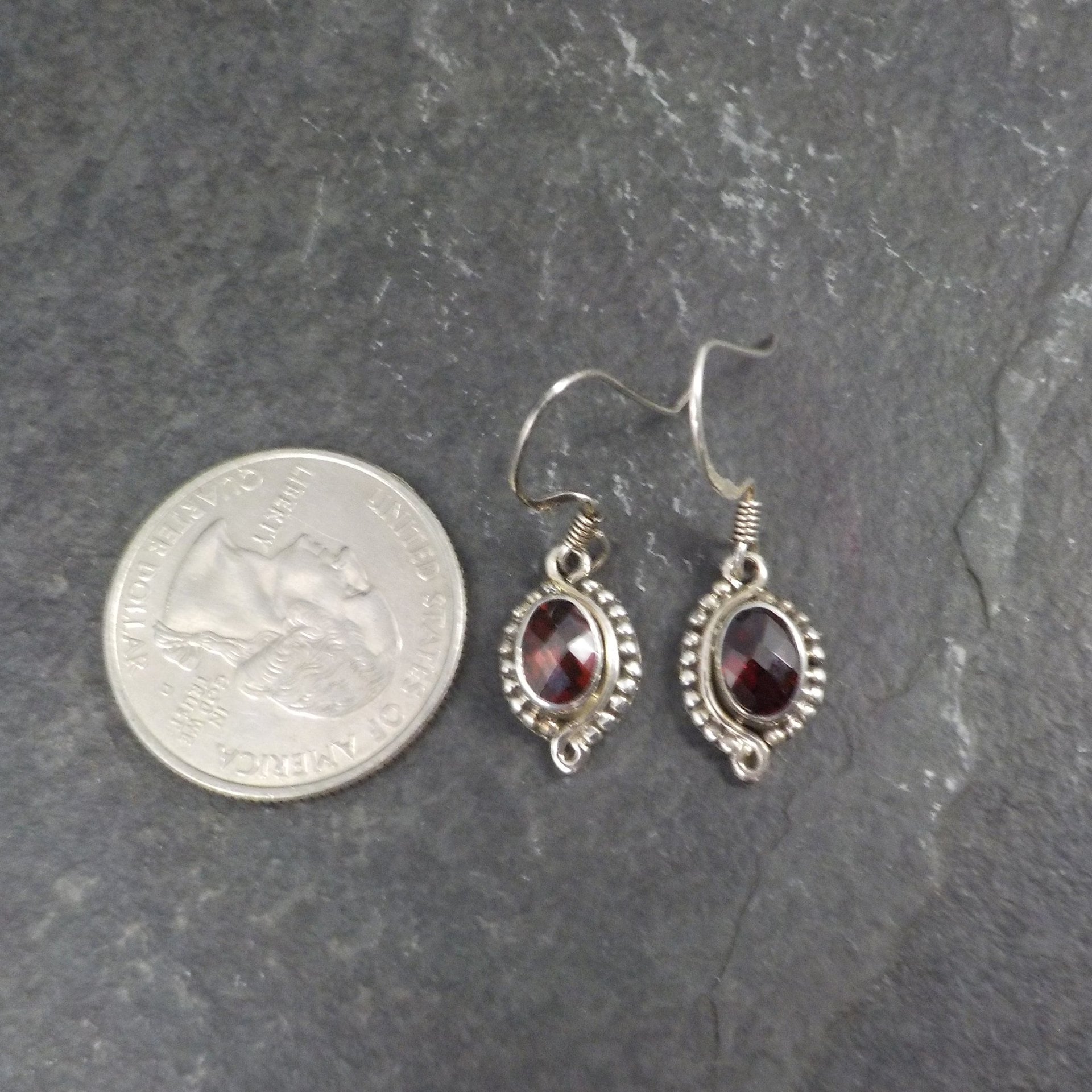 Vintage Garnet Earrings Sterling Silver