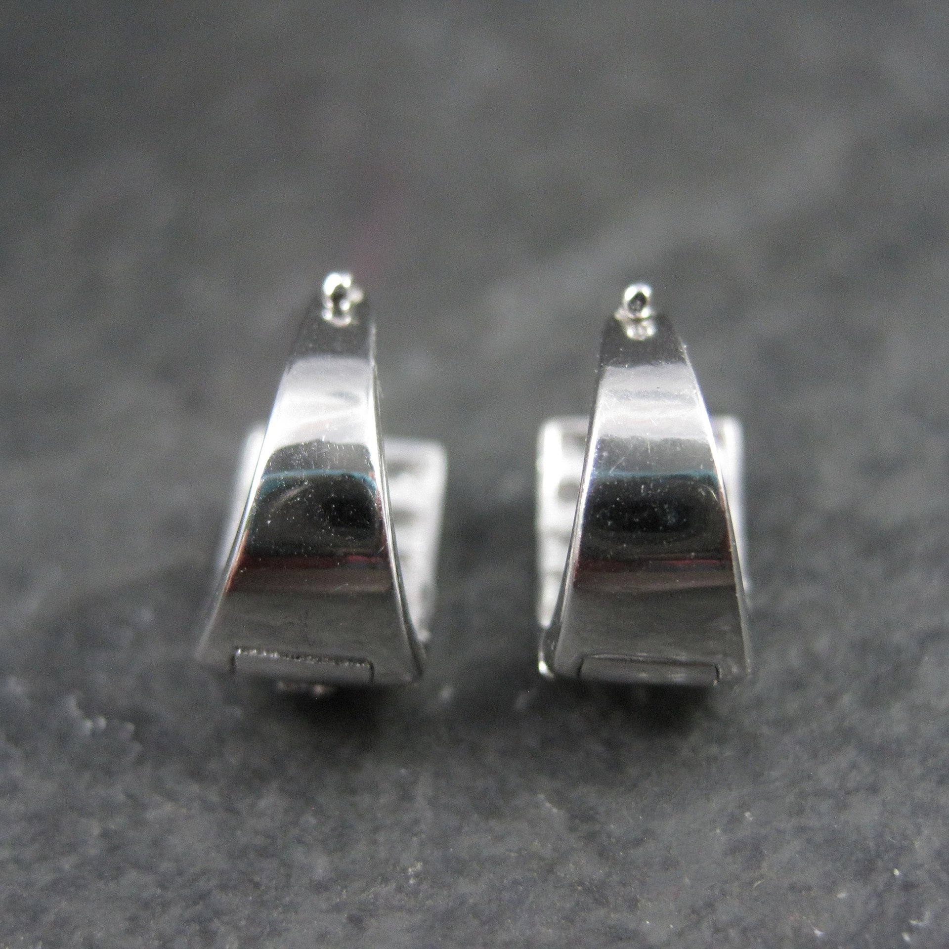 Cubic Zirconia Latch Back Earrings Sterling Silver Estate Jewelry