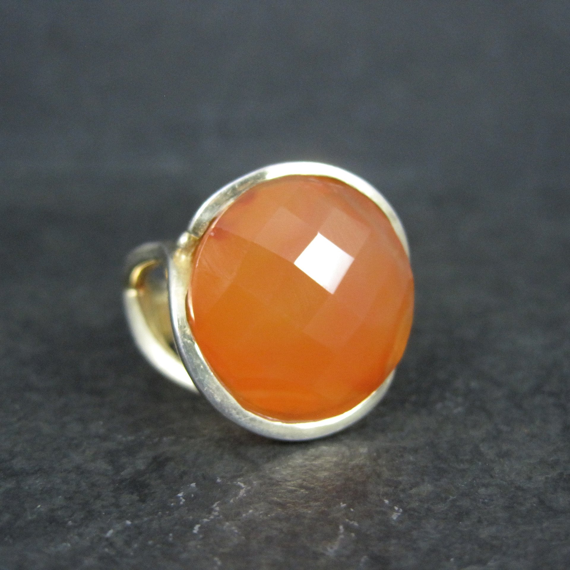 Modernist Carnelian Ring Size 7 Sterling Silver