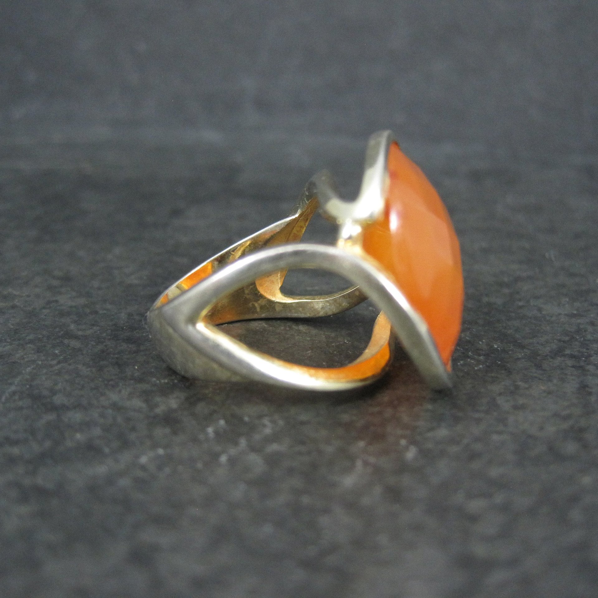 Modernist Carnelian Ring Size 7 Sterling Silver