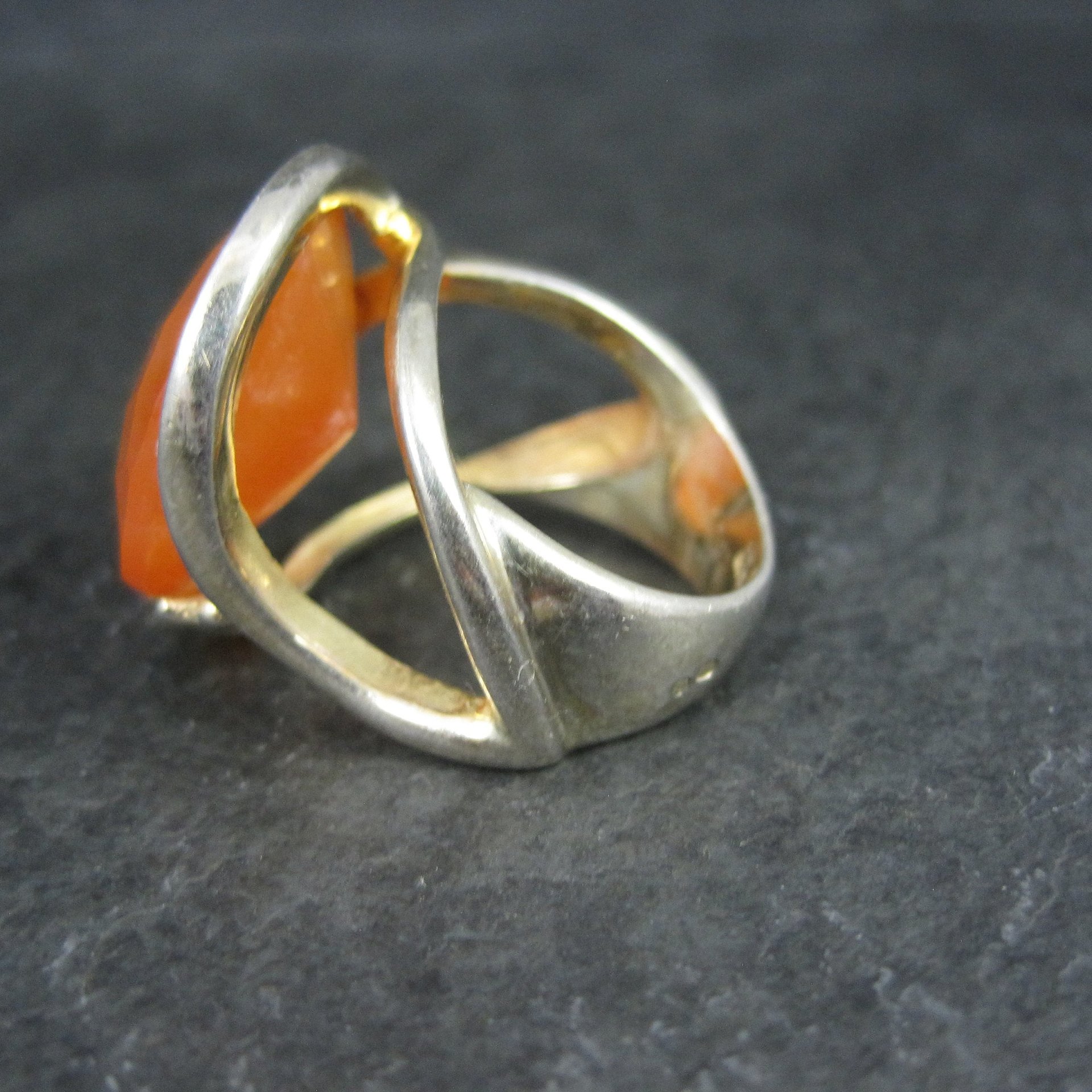 Modernist Carnelian Ring Size 7 Sterling Silver