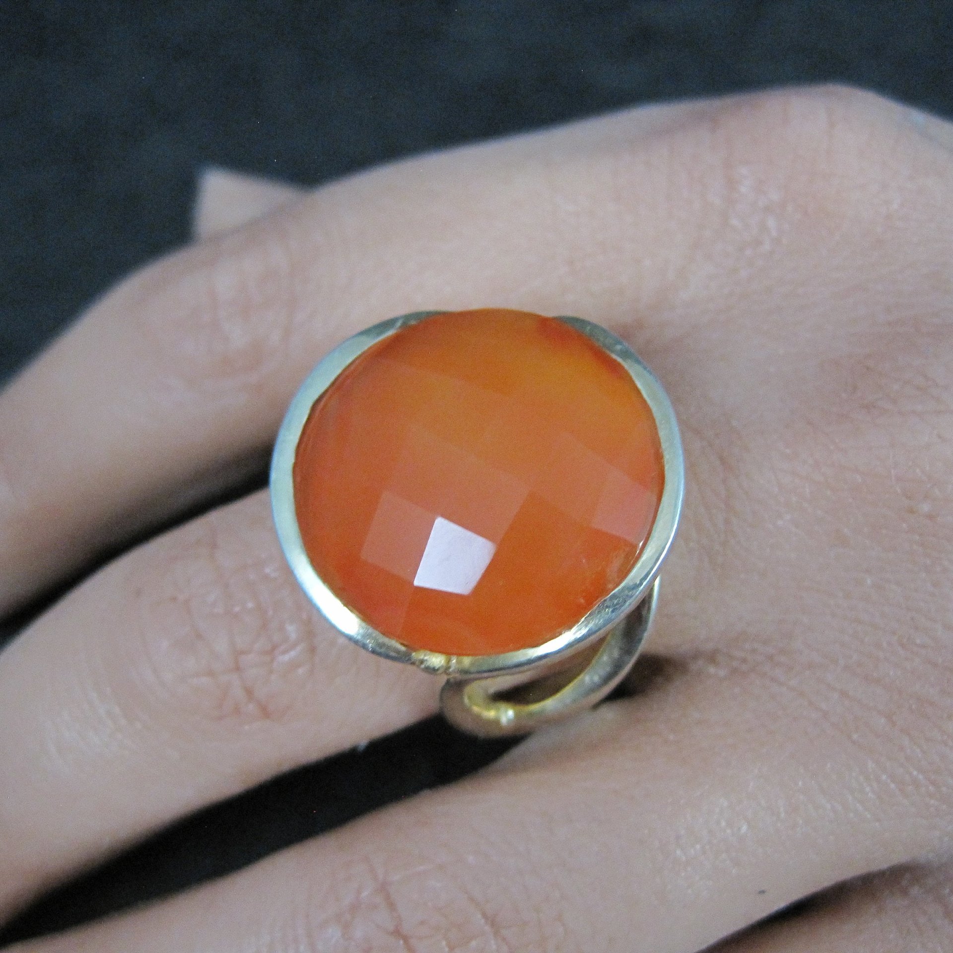 Modernist Carnelian Ring Size 7 Sterling Silver