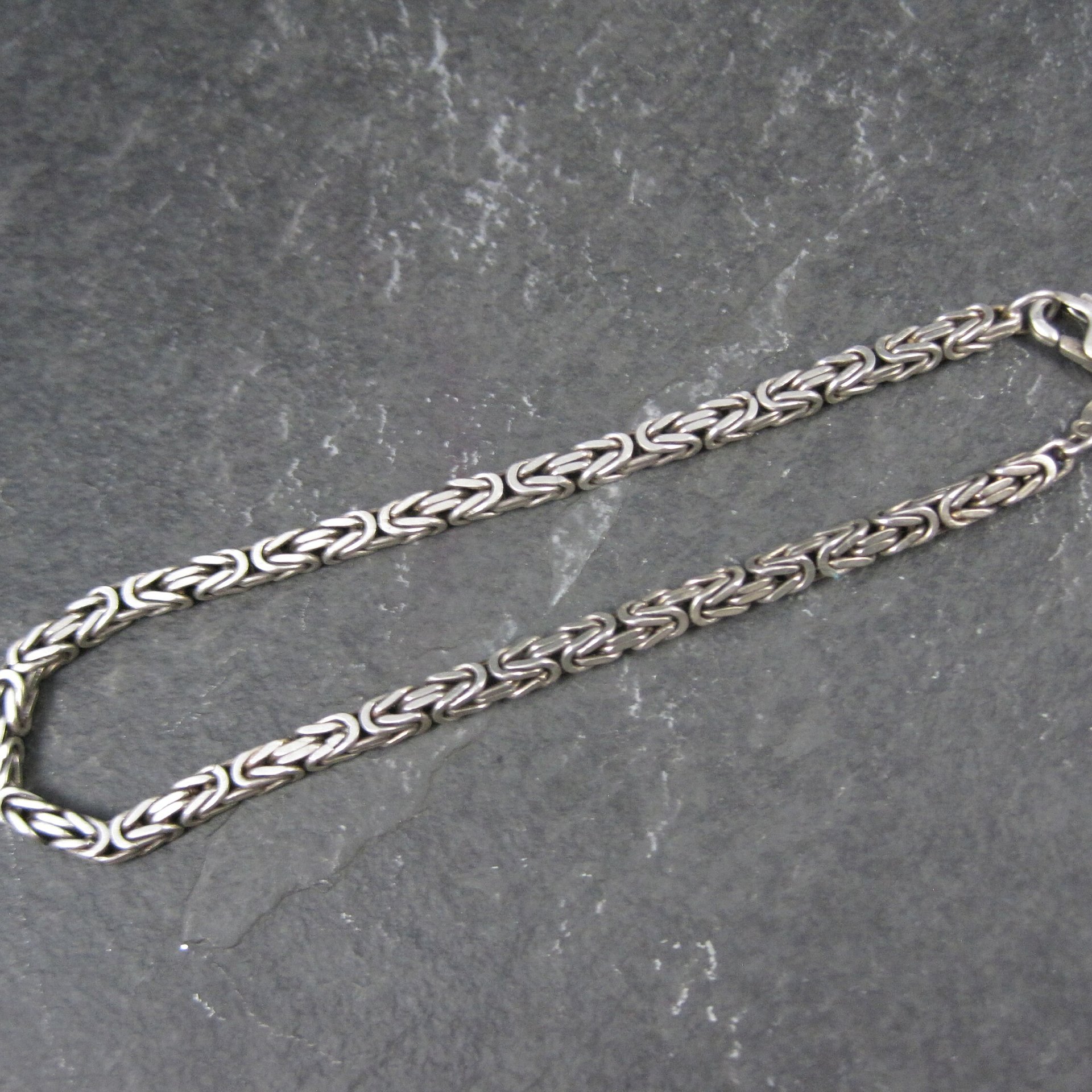 3mm Square Byzantine Bracelet 7.75 Inches Italian Sterling Silver