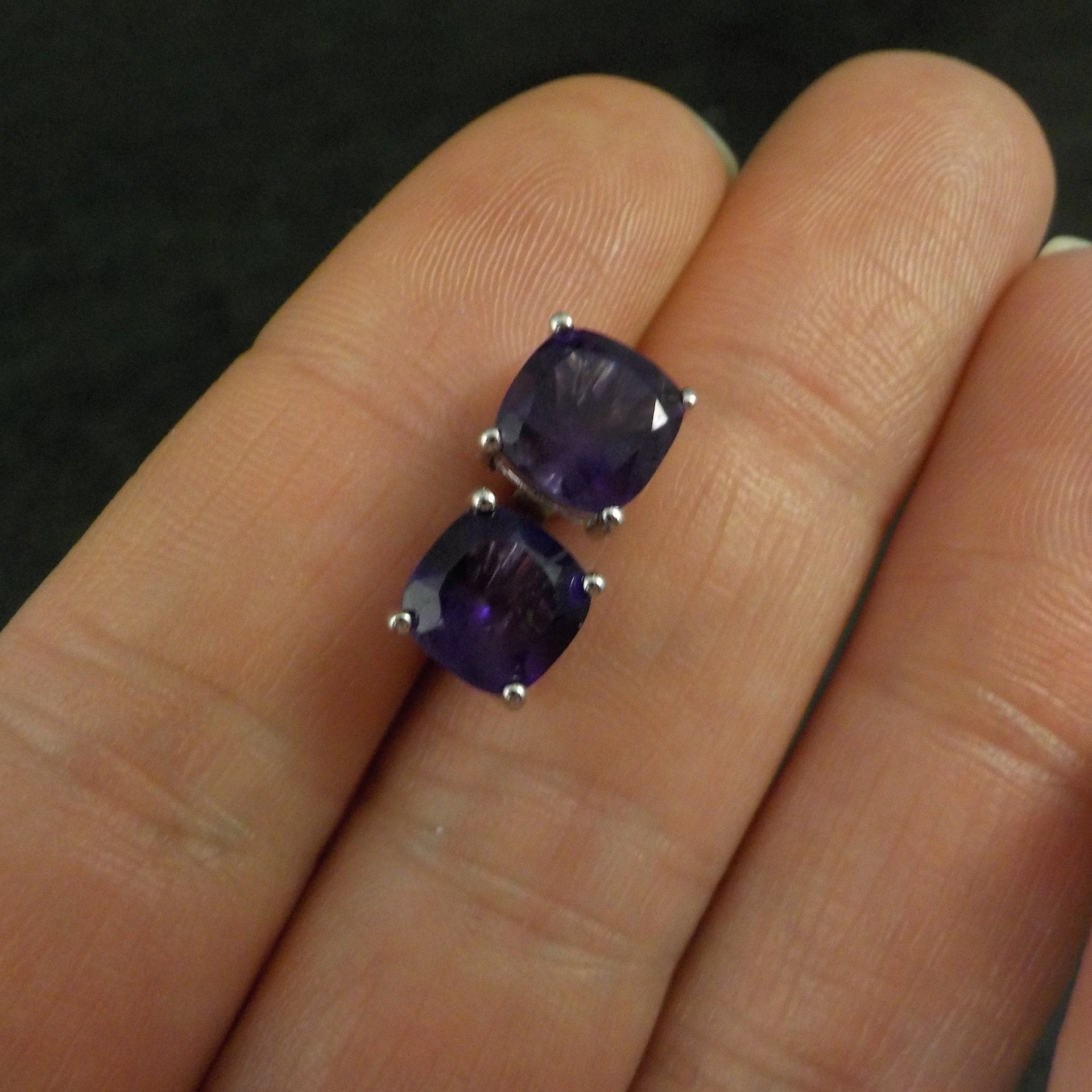 Amethyst Stud Earrings Sterling Silver