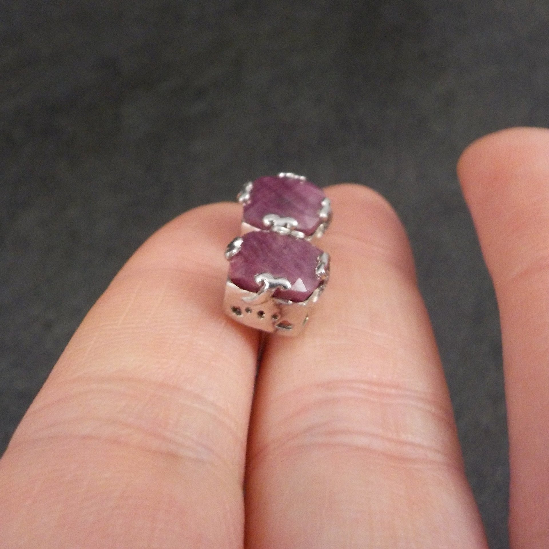 Ruby Stud Earrings Chunky Sterling Silver