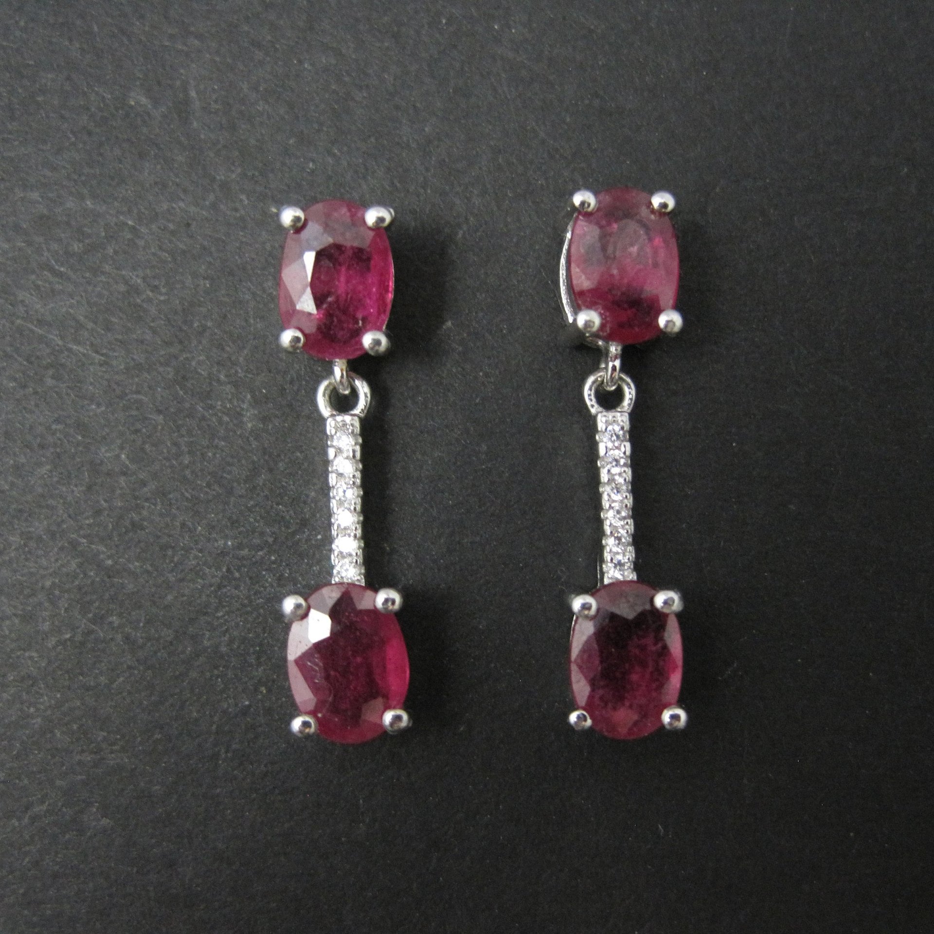 Ruby Earrings Sterling Silver Estate Jewelry