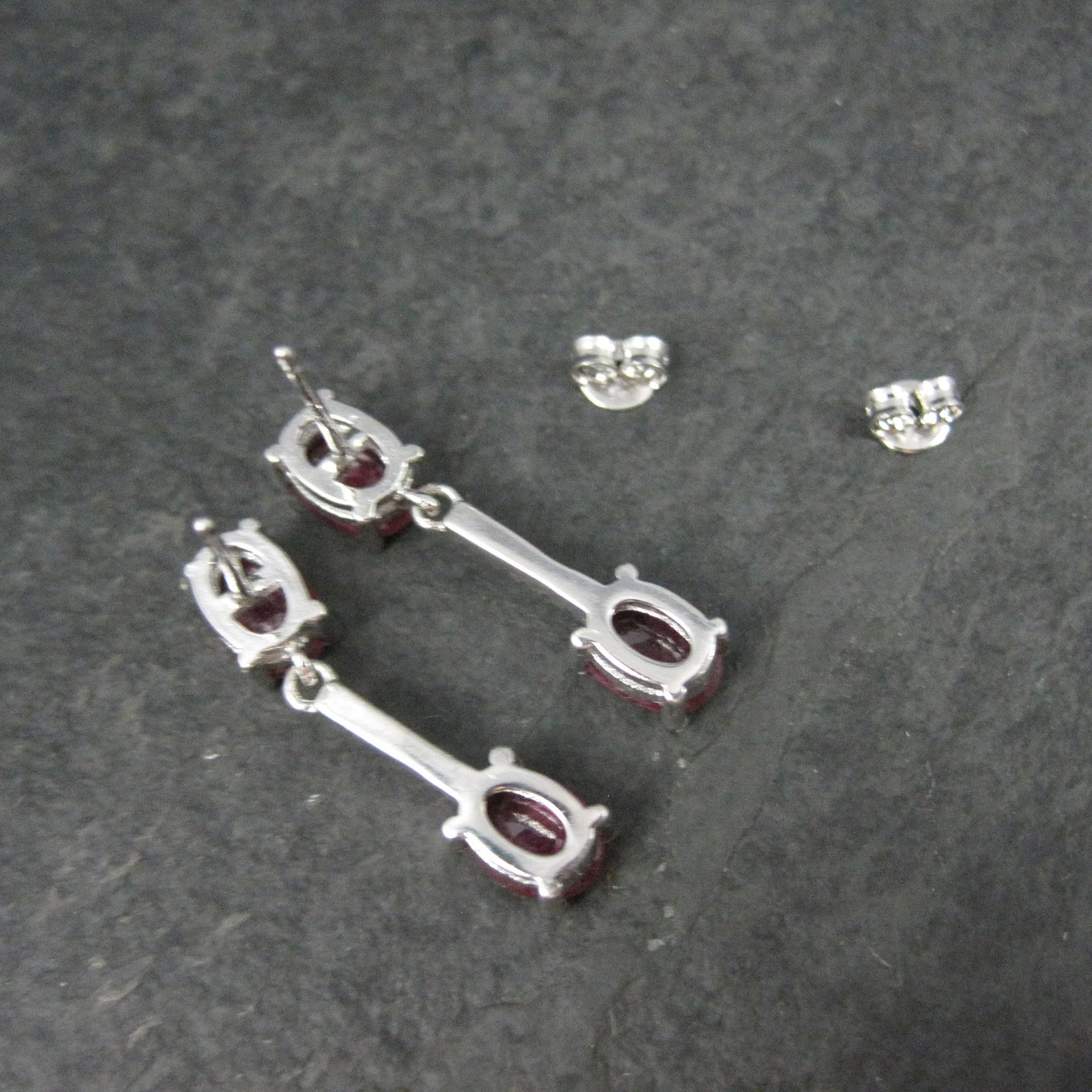 Ruby Earrings Sterling Silver Estate Jewelry