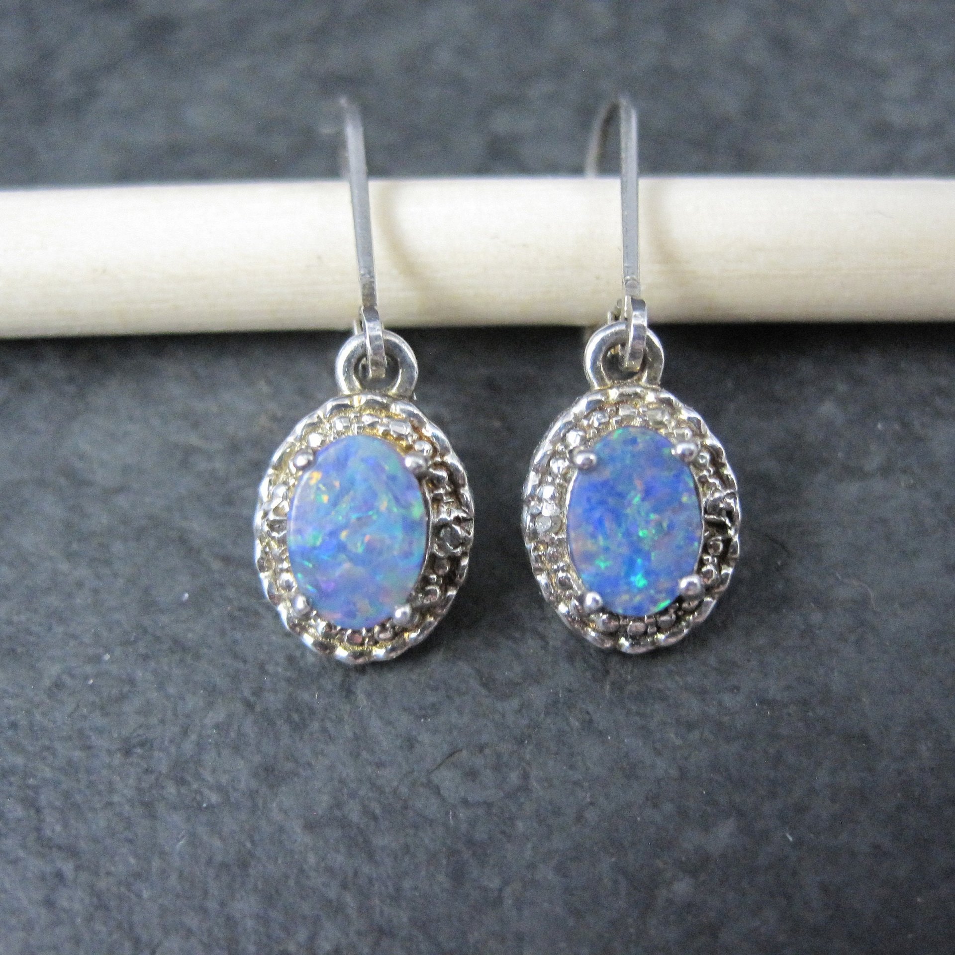 Vintage Opal Earrings Sterling Silver Lever Back