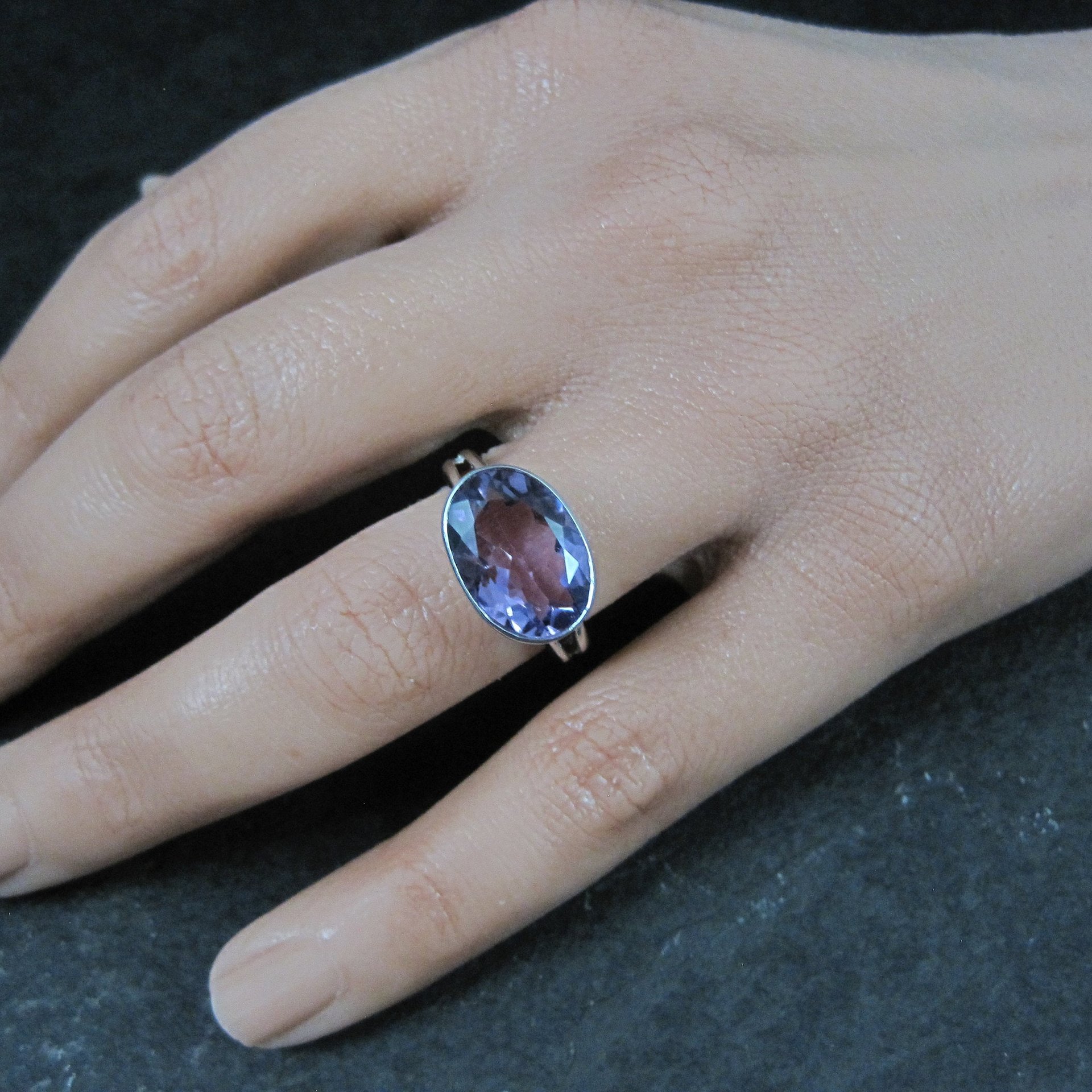 Vintage Amethyst Ring Size 6 Sterling Silver Estate Jewelry