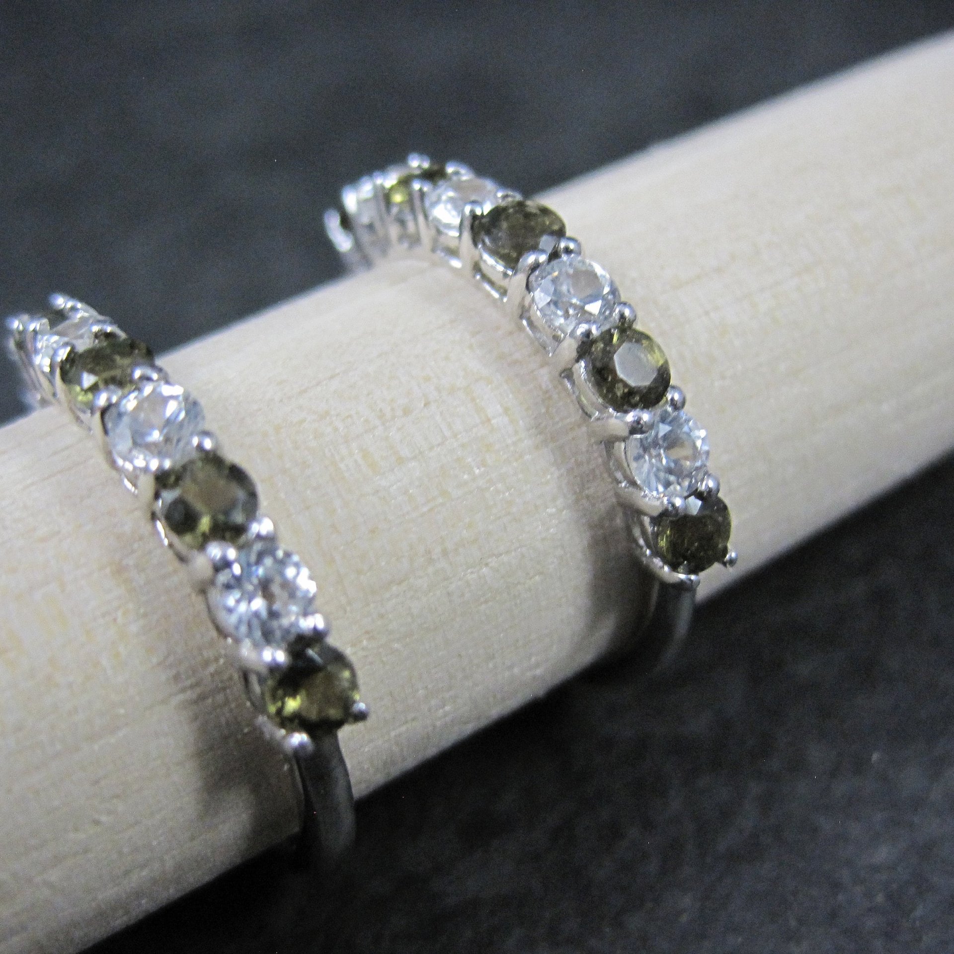 Smoky Quartz and White Topaz Latchback Hoop Earrings Sterling Silver 1"