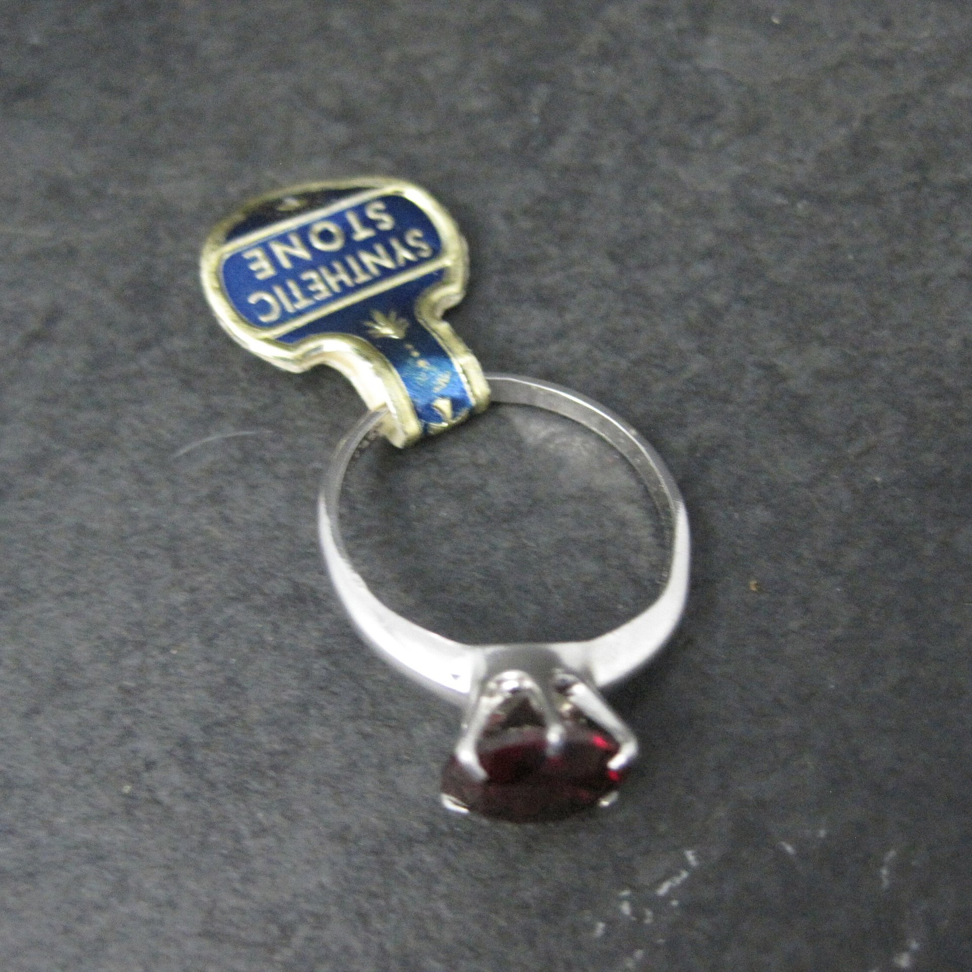 Vintage Sterling Garnet Solitaire Ring Old New Stock Multiple Sizes UNCAS