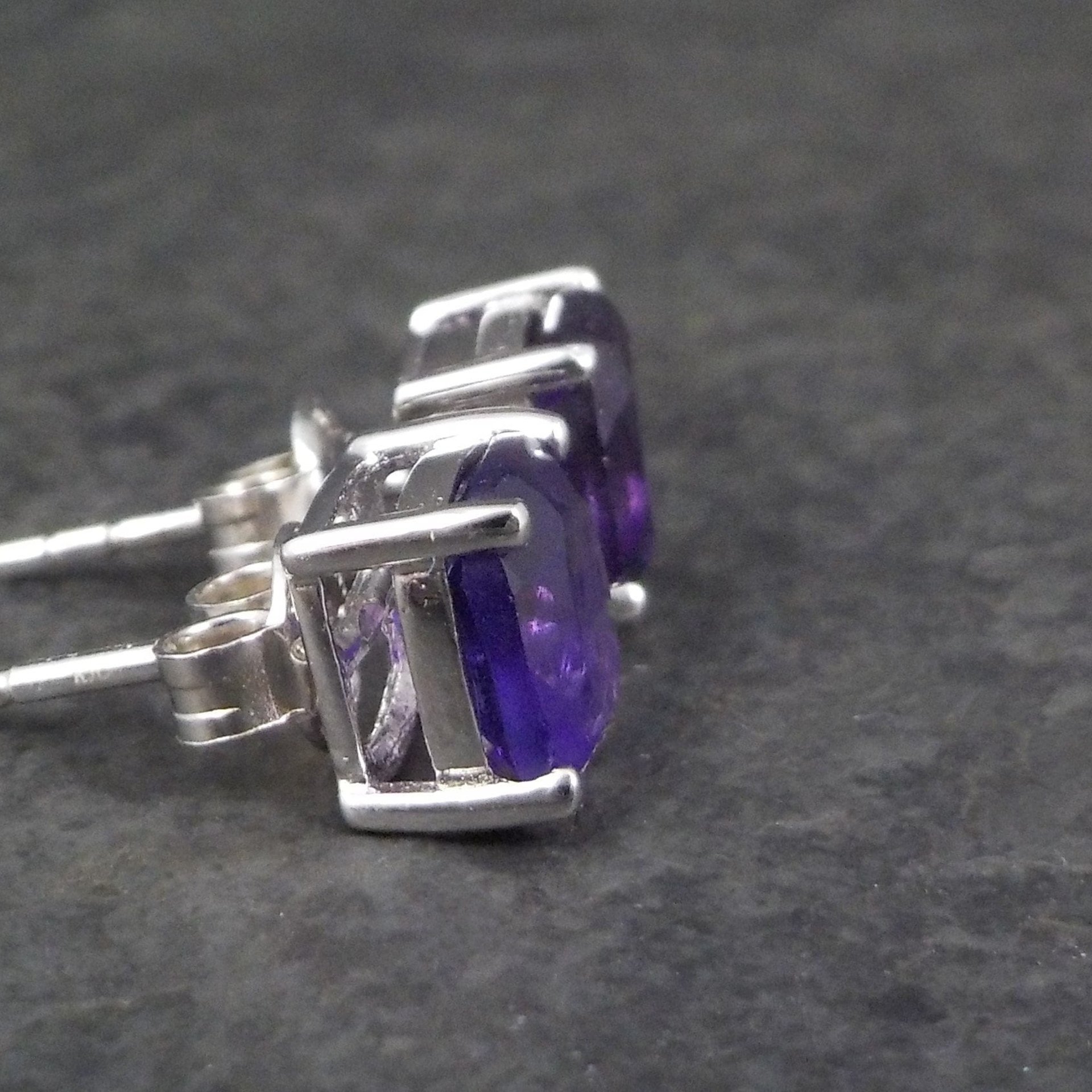 Amethyst Stud Earrings Sterling Silver