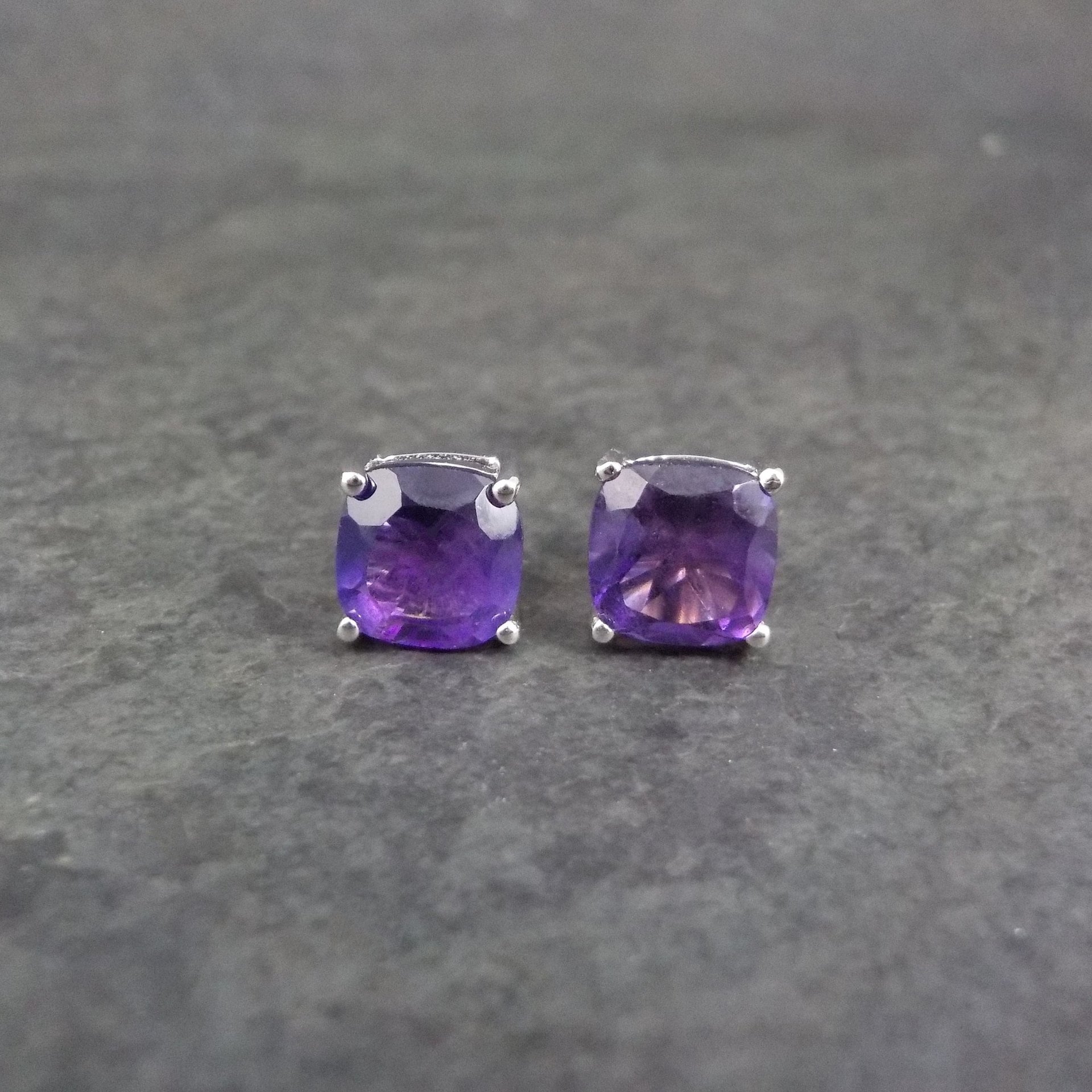 Amethyst Stud Earrings Sterling Silver