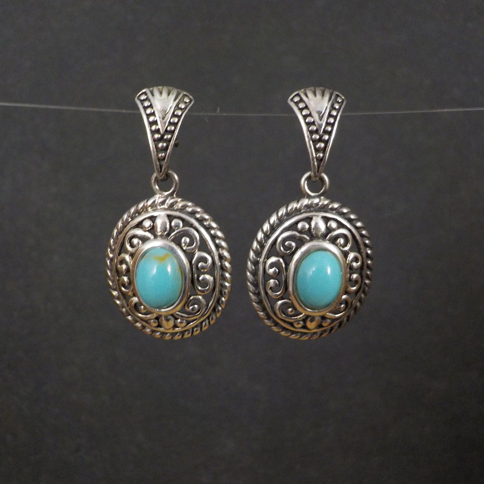 Turquoise Earrings Estate Sterling Silver