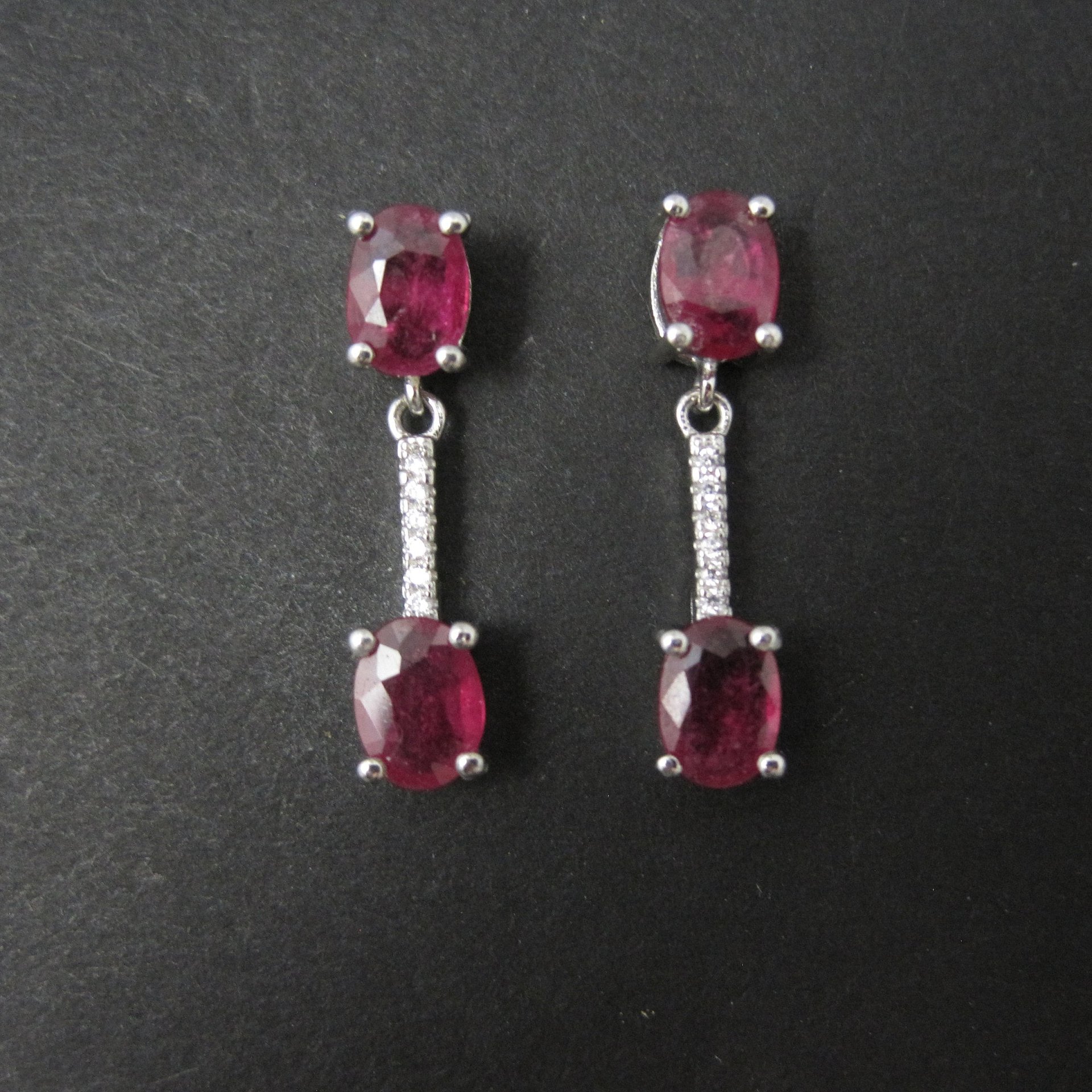 Ruby Earrings Sterling Silver Estate Jewelry