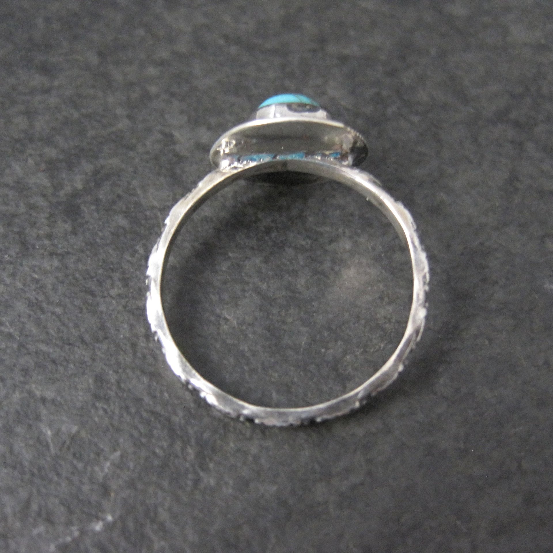 Sterling Silver Turquoise Ring Carved Band New Old Stock Multiple Sizes 6.5, 7, 8