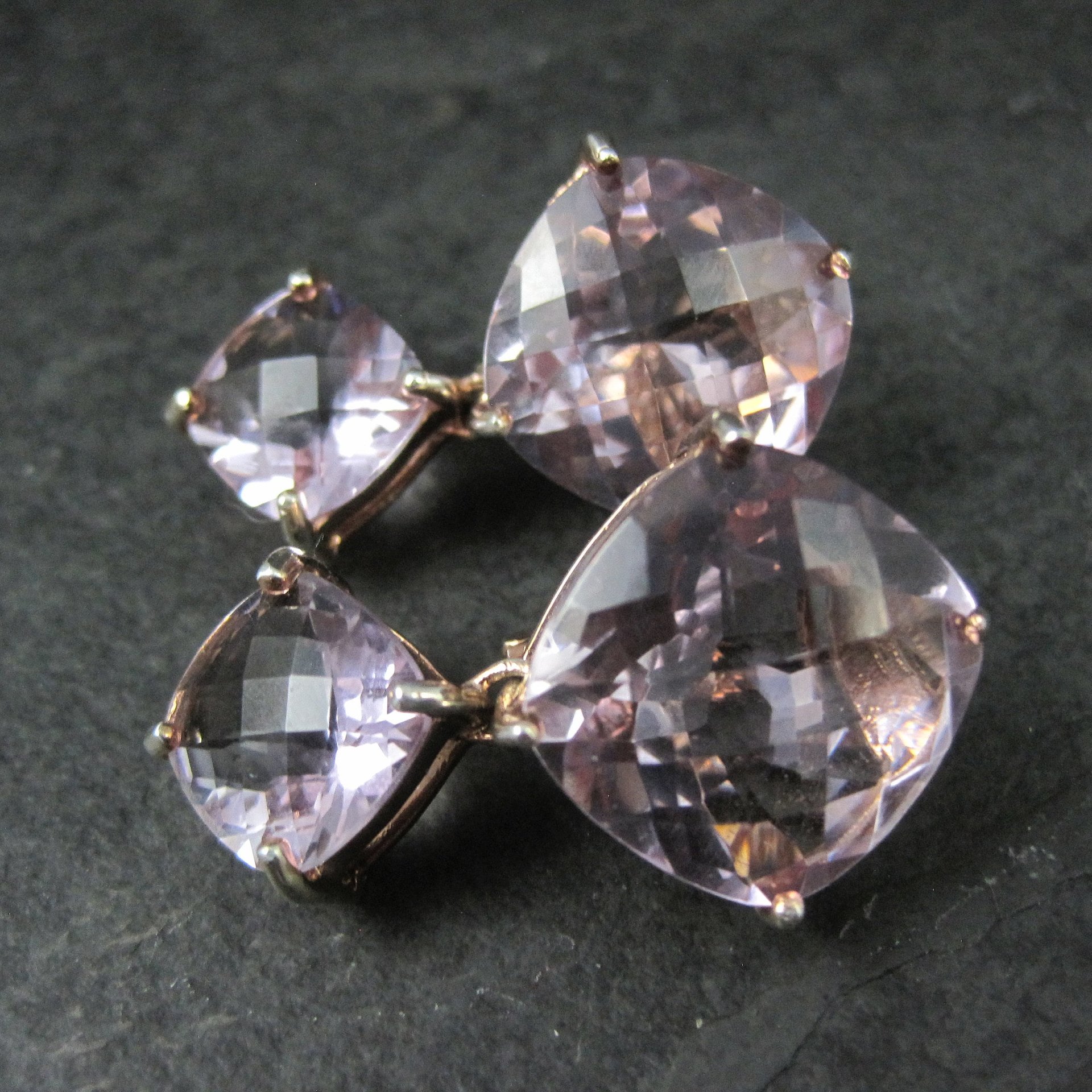 Large Pink Amethyst Latch Back Earrings Rose Gold Vermeil