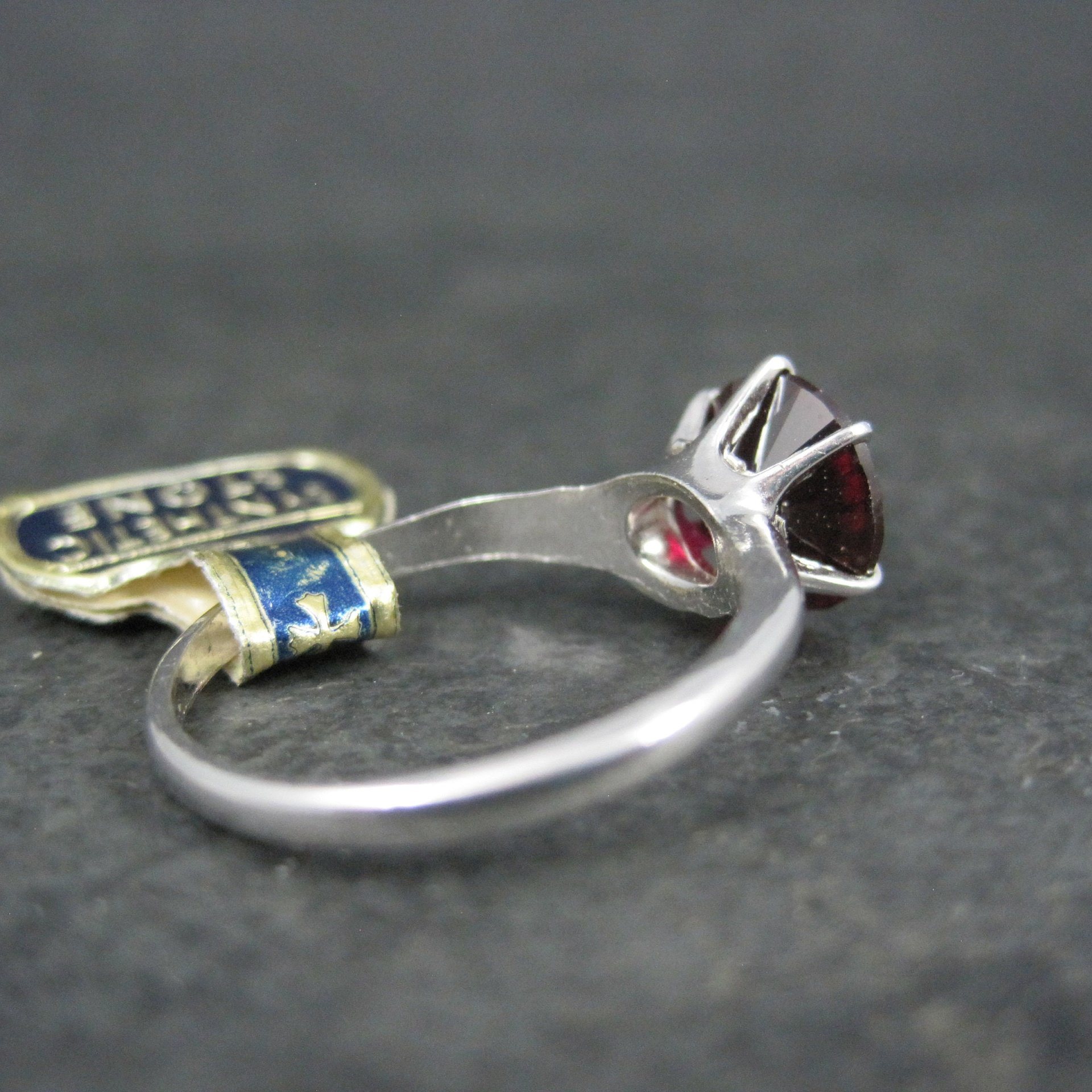 Vintage Sterling Garnet Solitaire Ring Old New Stock Multiple Sizes UNCAS