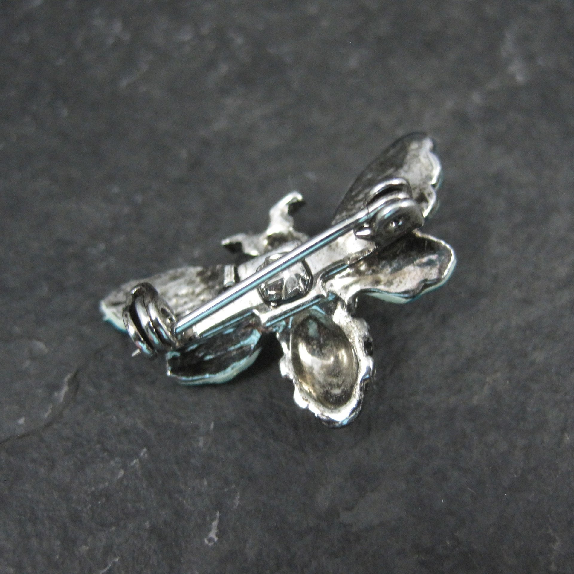 Enamel Bee Brooch Rhinestone Estate Pin