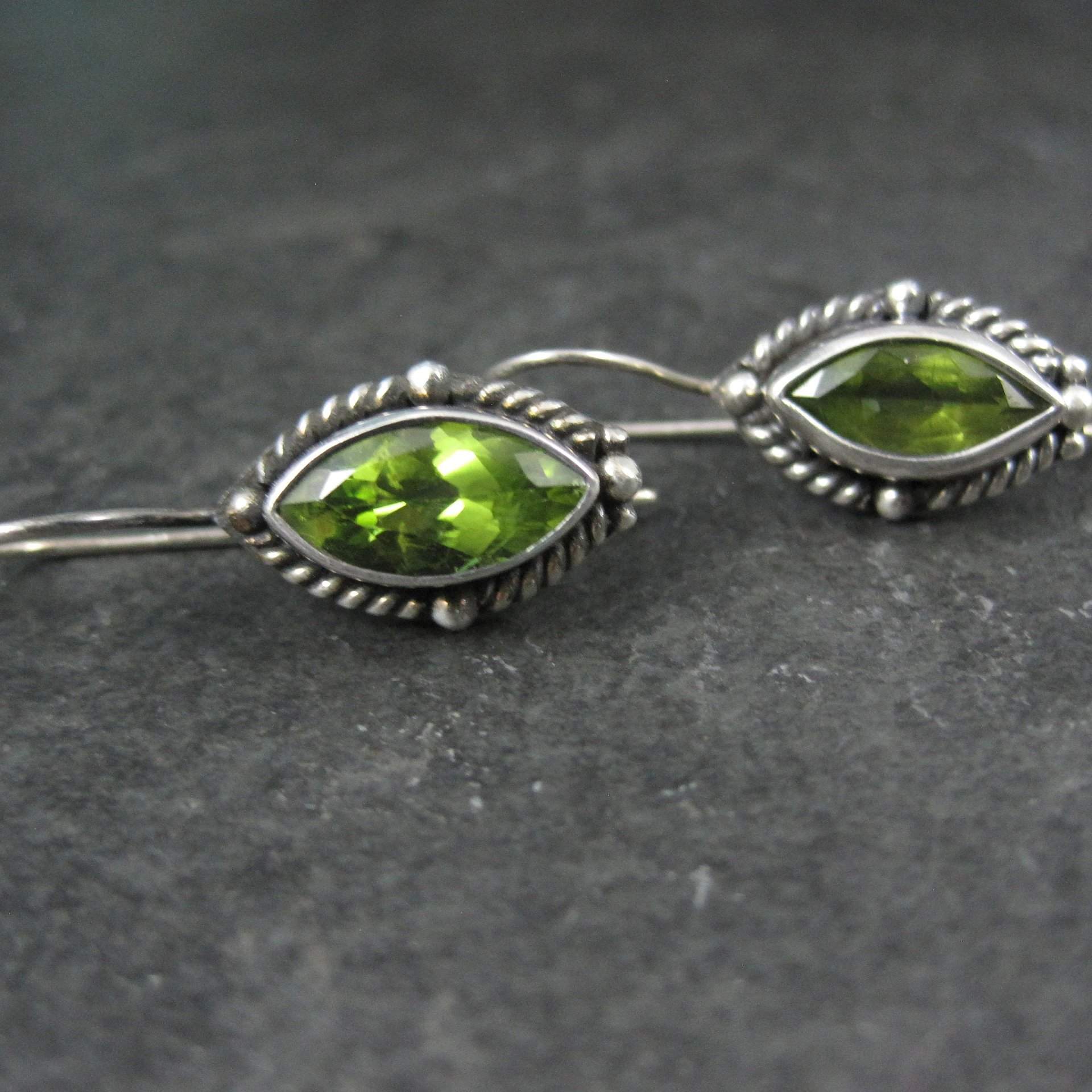 Sterling Silver Peridot Earrings Latch Backs