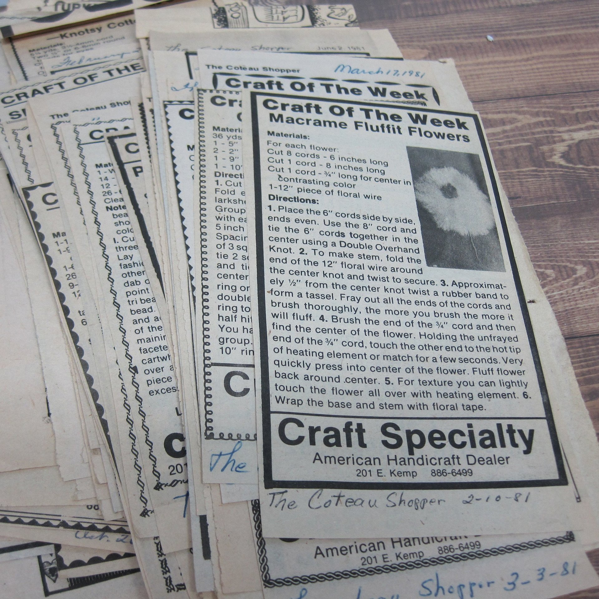 Huge Lot Craft of the Week Patterns 1978-1988