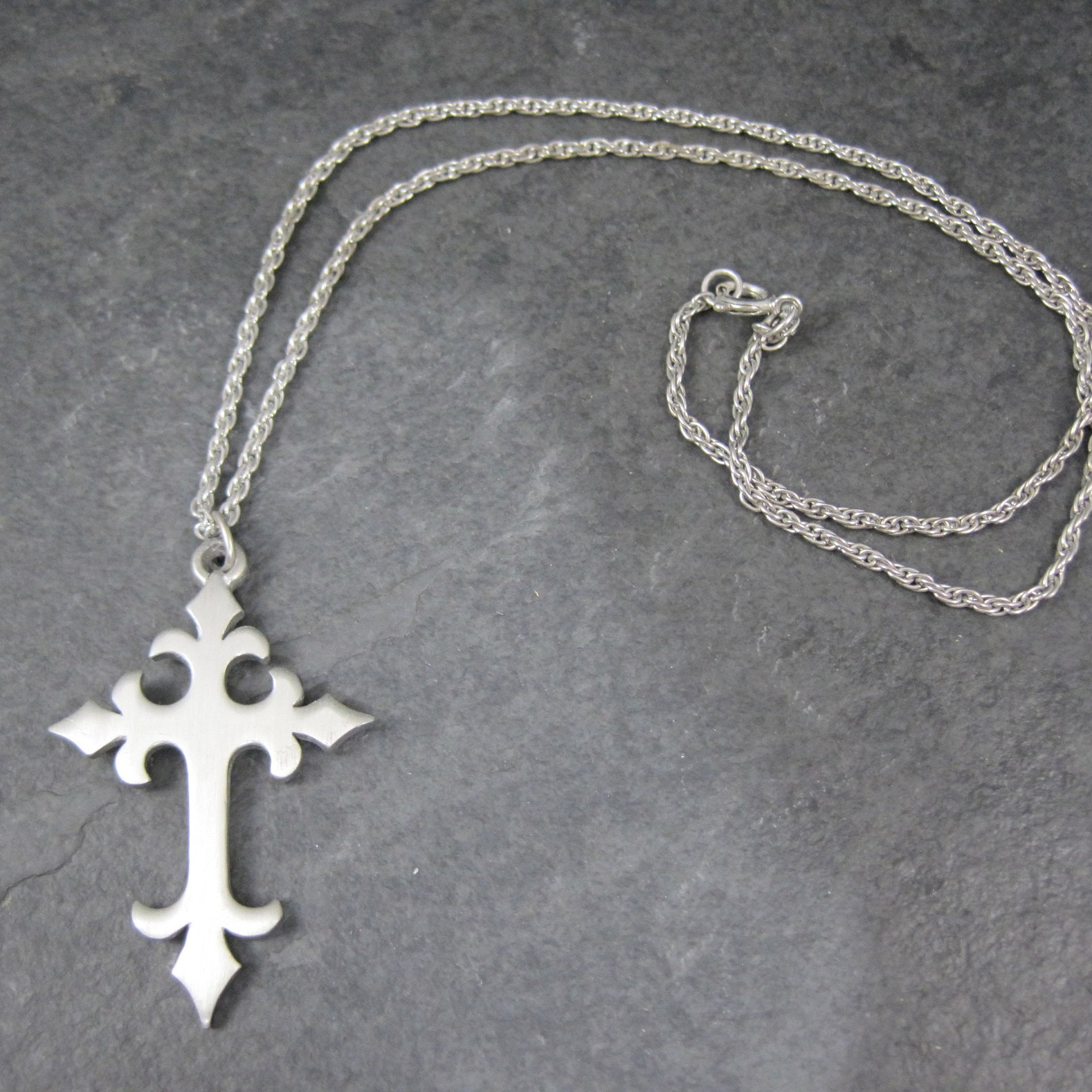 Vintage Pewter Cross Pendant Necklace Kelly Waters