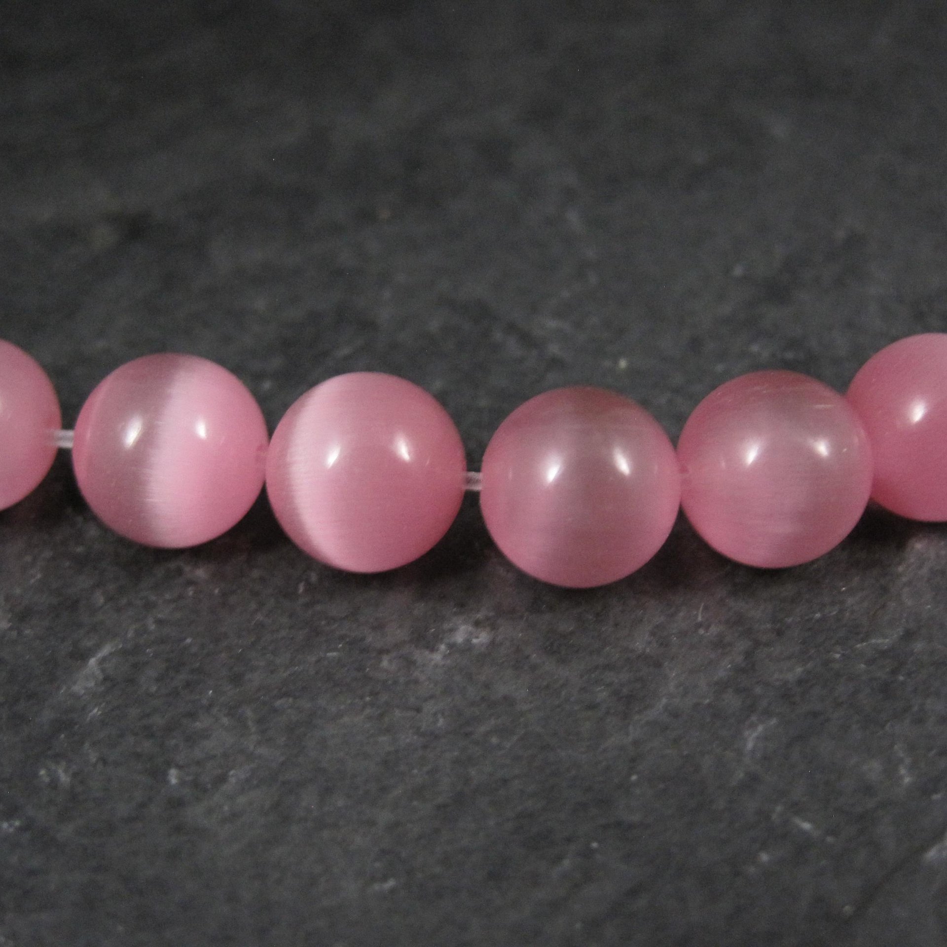 10mm Round Pink Cats Eye Fiber Optic Beads Bliss Beads