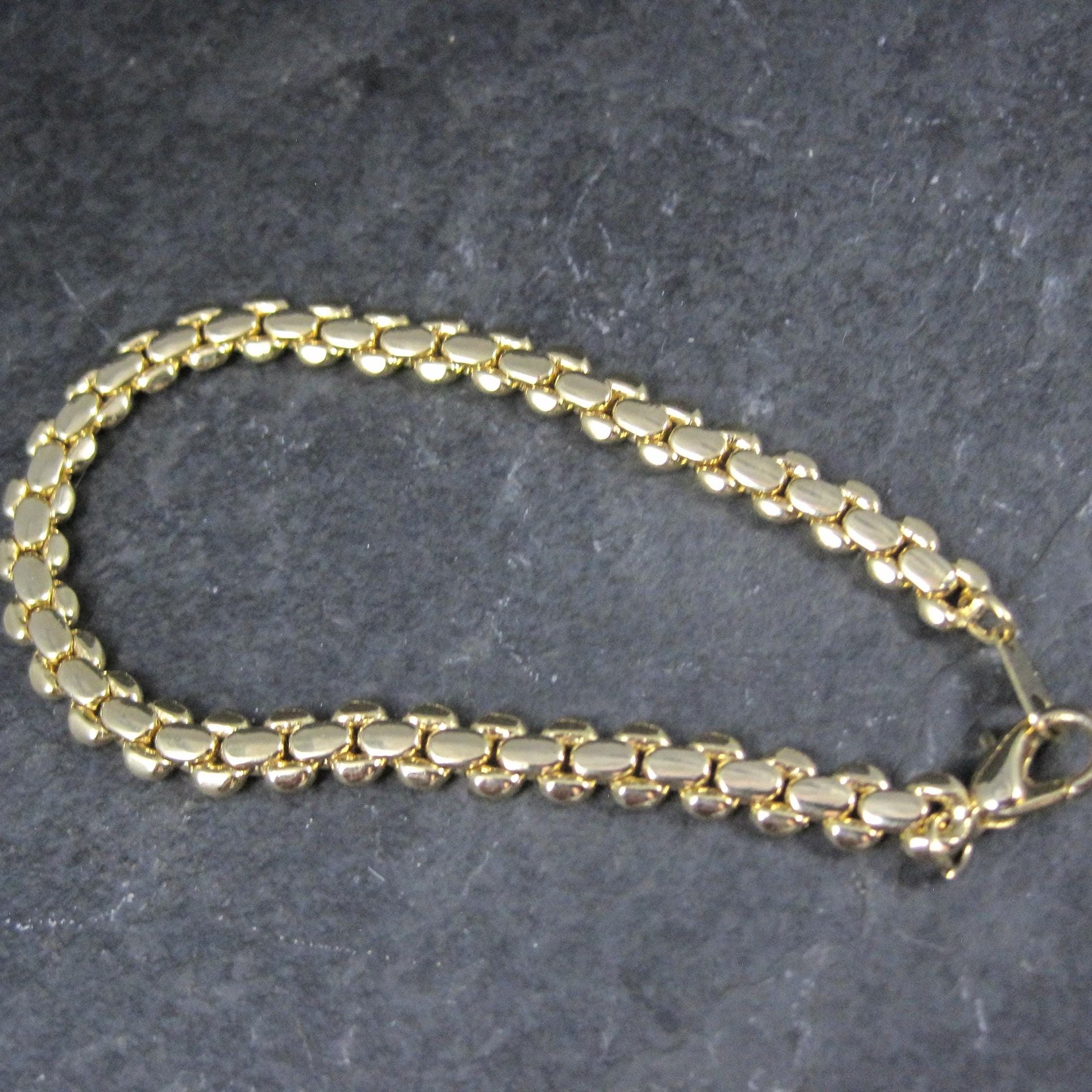 1980s Gold Electroplate Bracelet Korea 6mm wide, 7 Inches Long