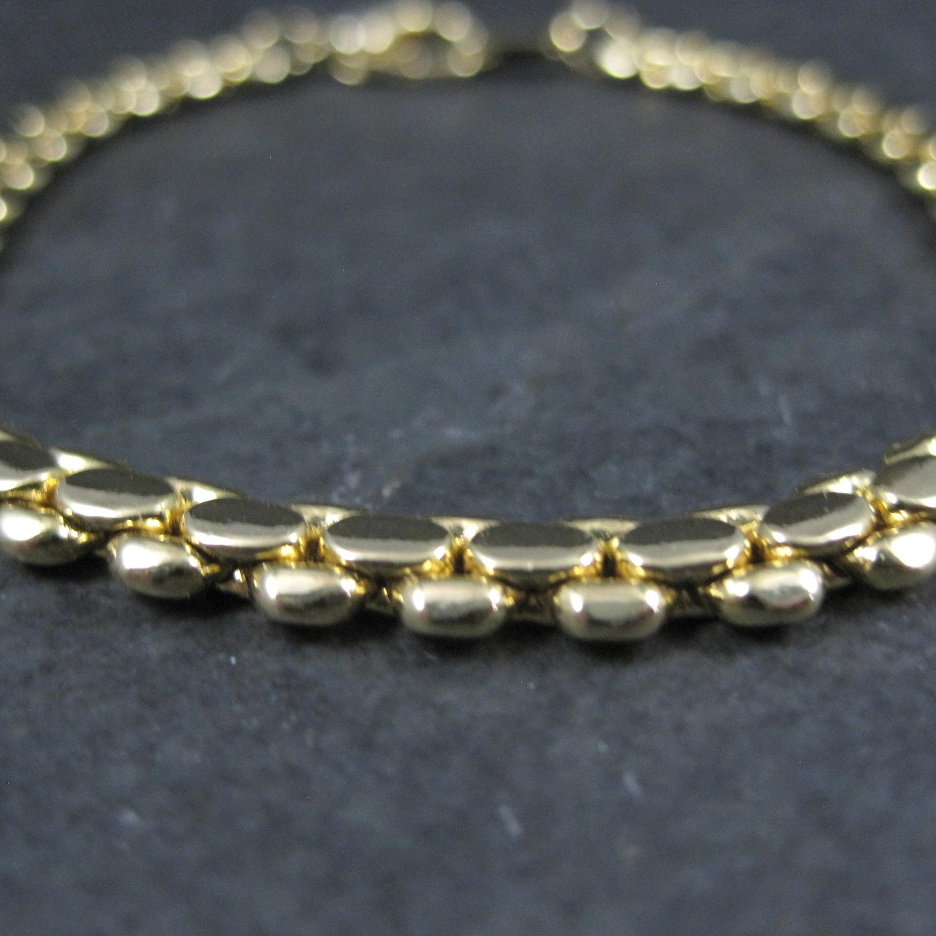 1980s Gold Electroplate Bracelet Korea 6mm wide, 7 Inches Long