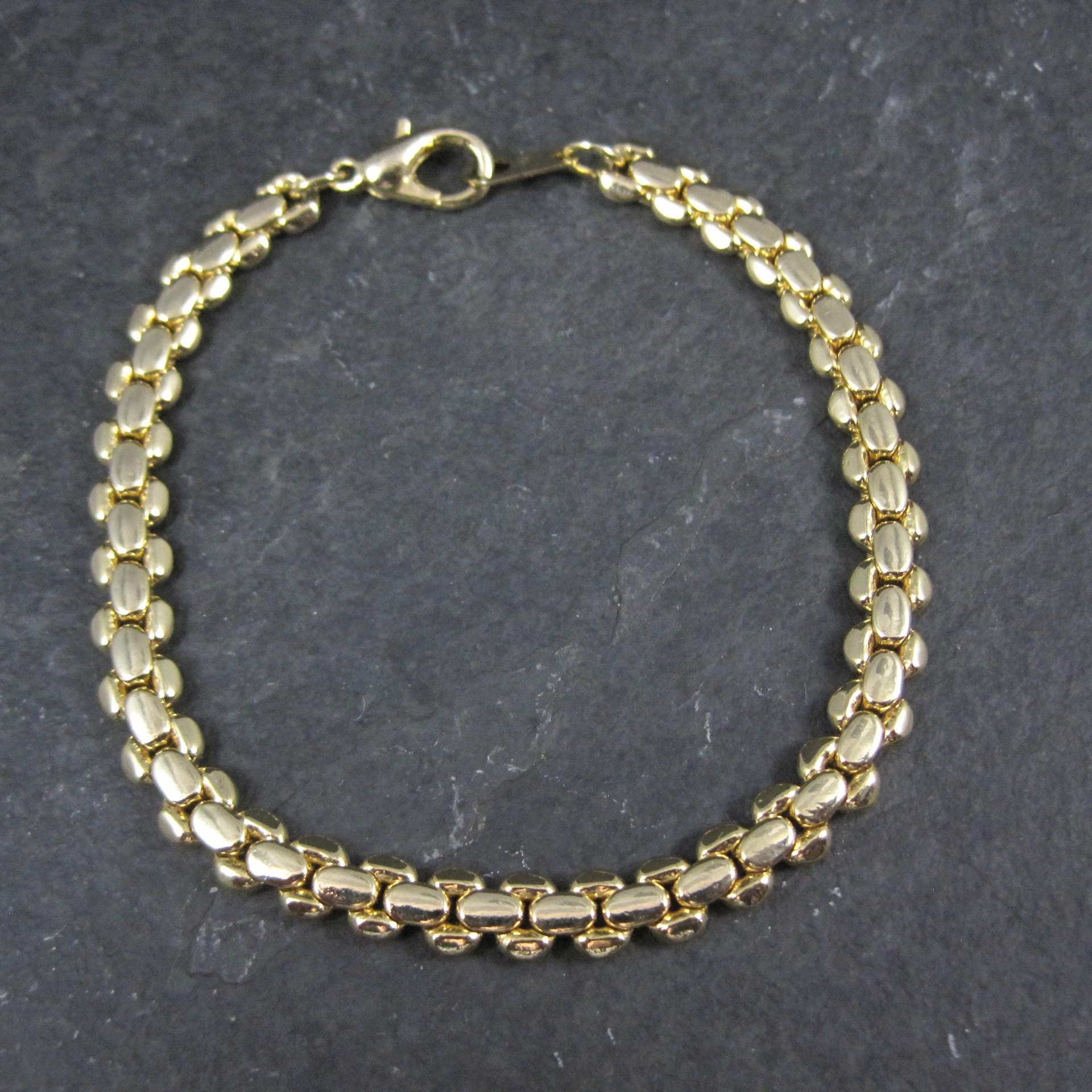 1980s Gold Electroplate Bracelet Korea 6mm wide, 7 Inches Long