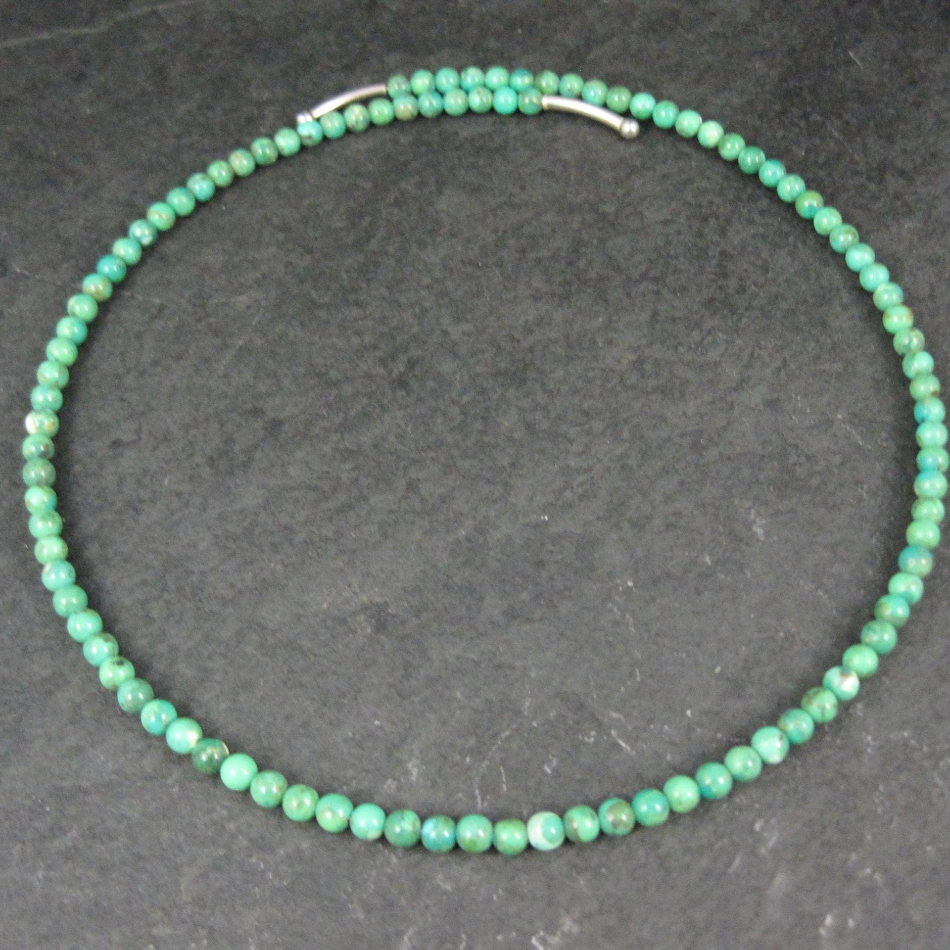 Sterling Silver Green Turquoise Wrap Around Necklace Choker Barse