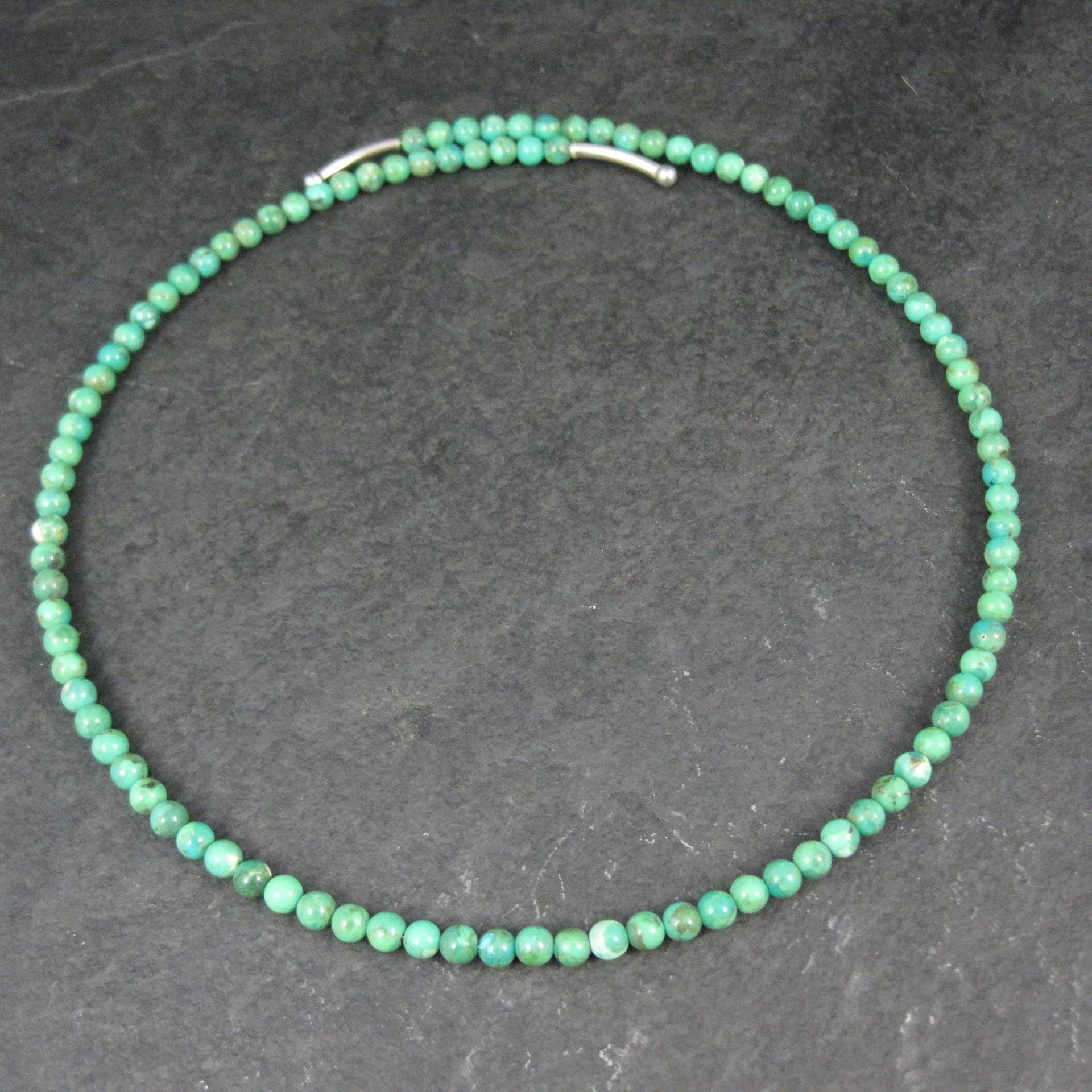 Sterling Silver Green Turquoise Wrap Around Necklace Choker Barse